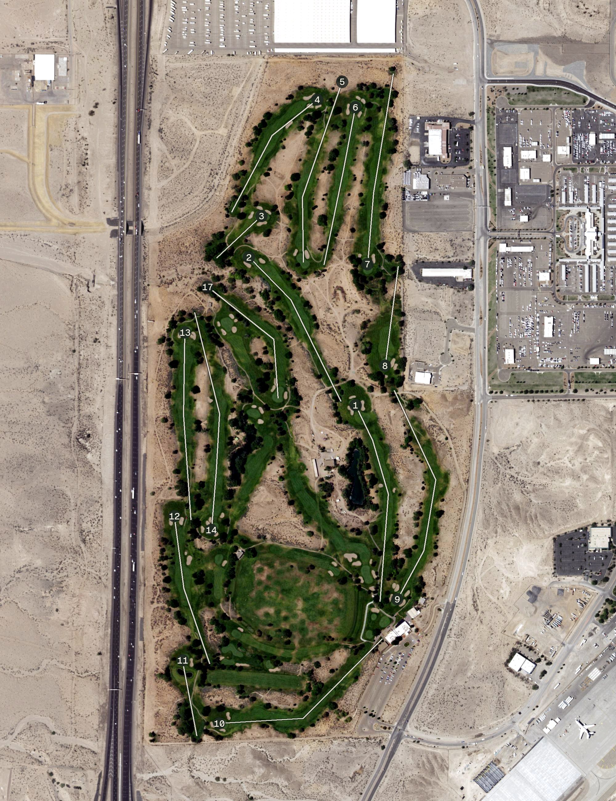 Aerial view of University of New Mexico Championship Golf Course, NM