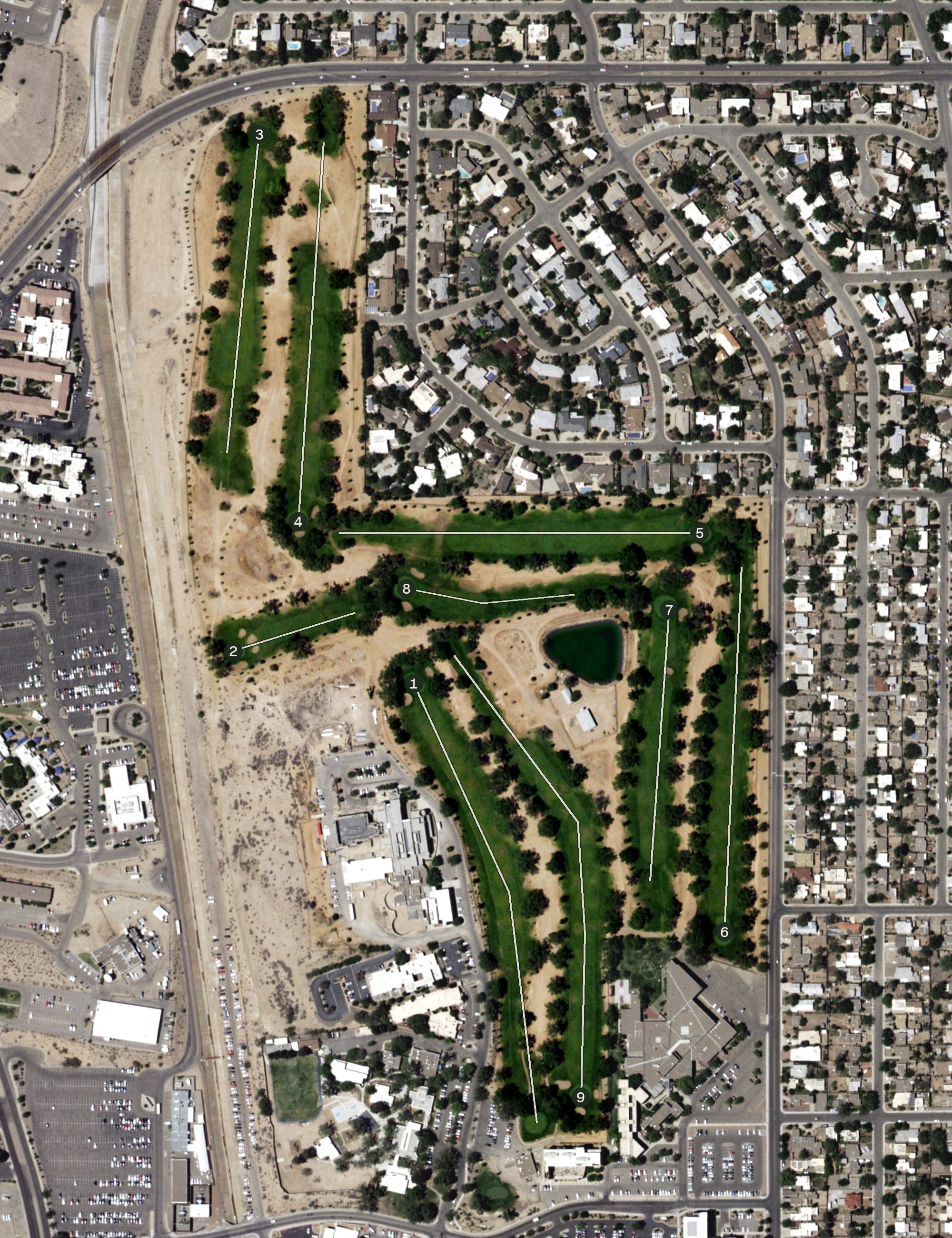 Aerial view of University of New Mexico North Golf Course, NM