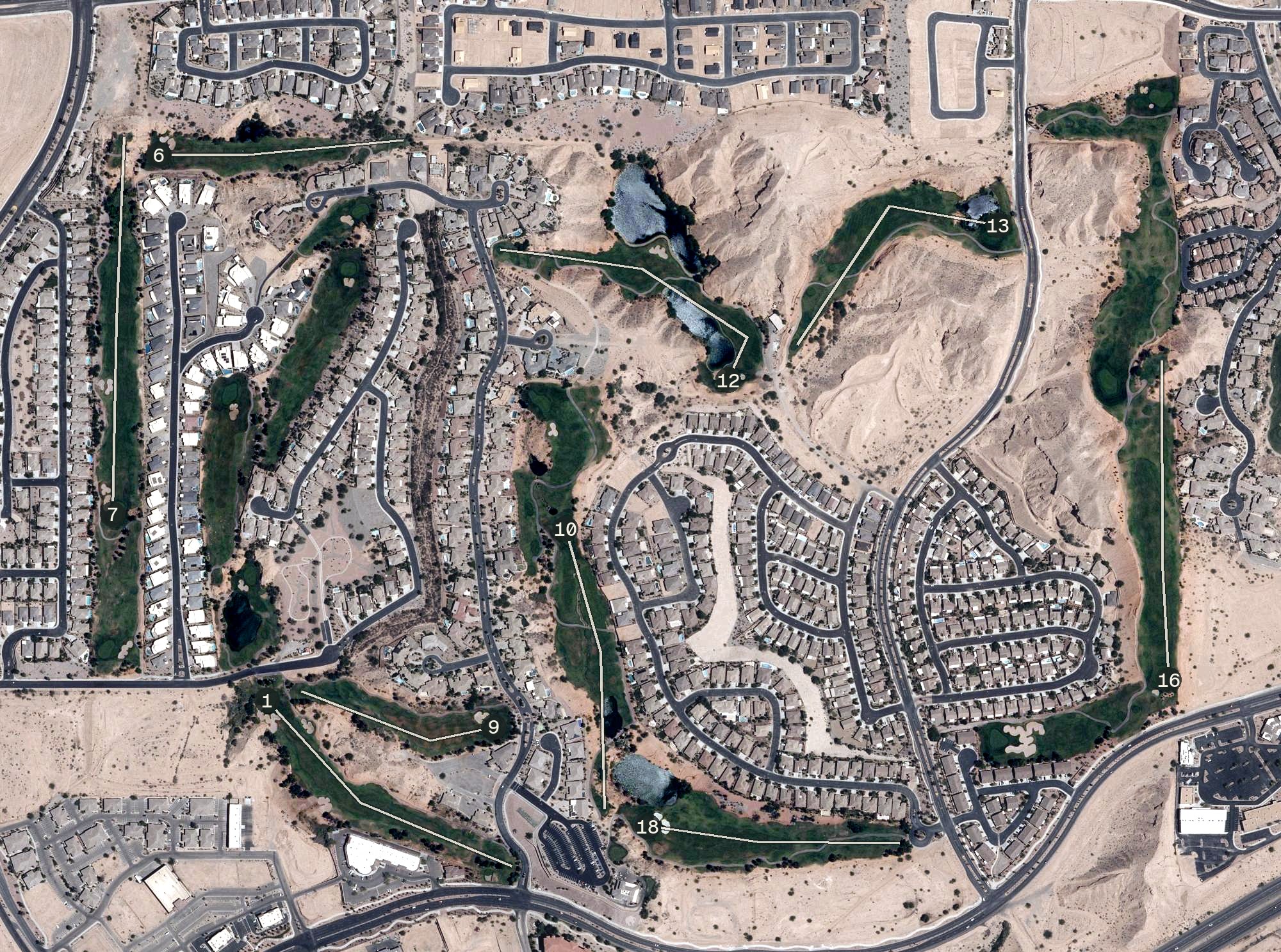 Aerial view of Falcon Ridge Golf Course, NV