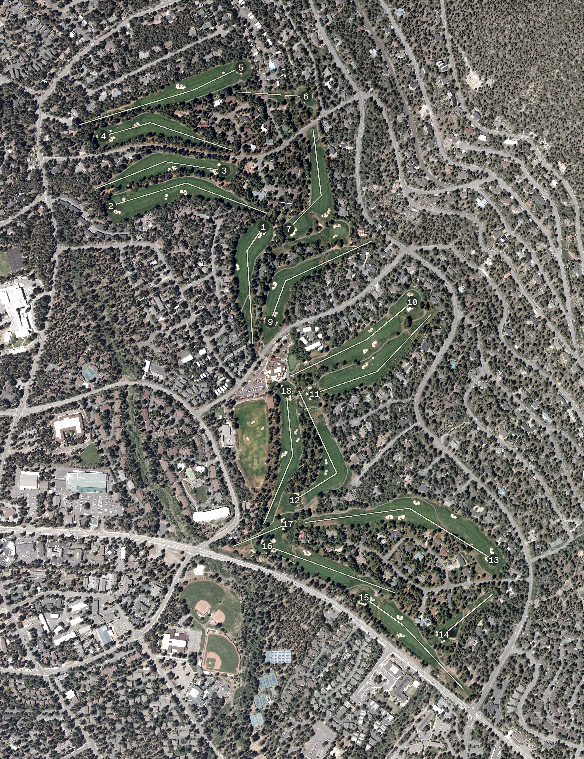 Aerial view of Incline Village Golf Courses - Championship Course, NV