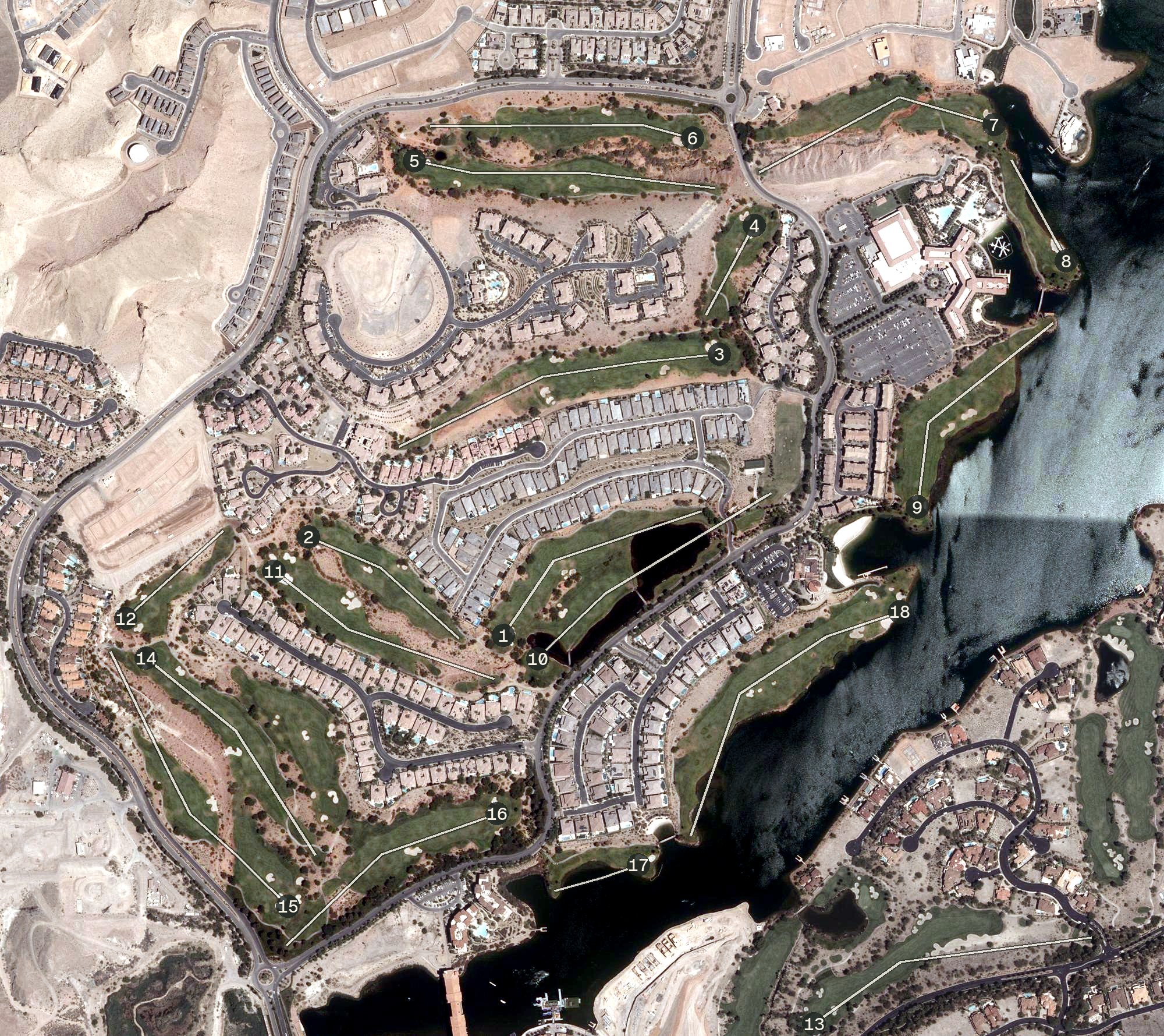 Aerial view of Reflection Bay Golf Club, NV