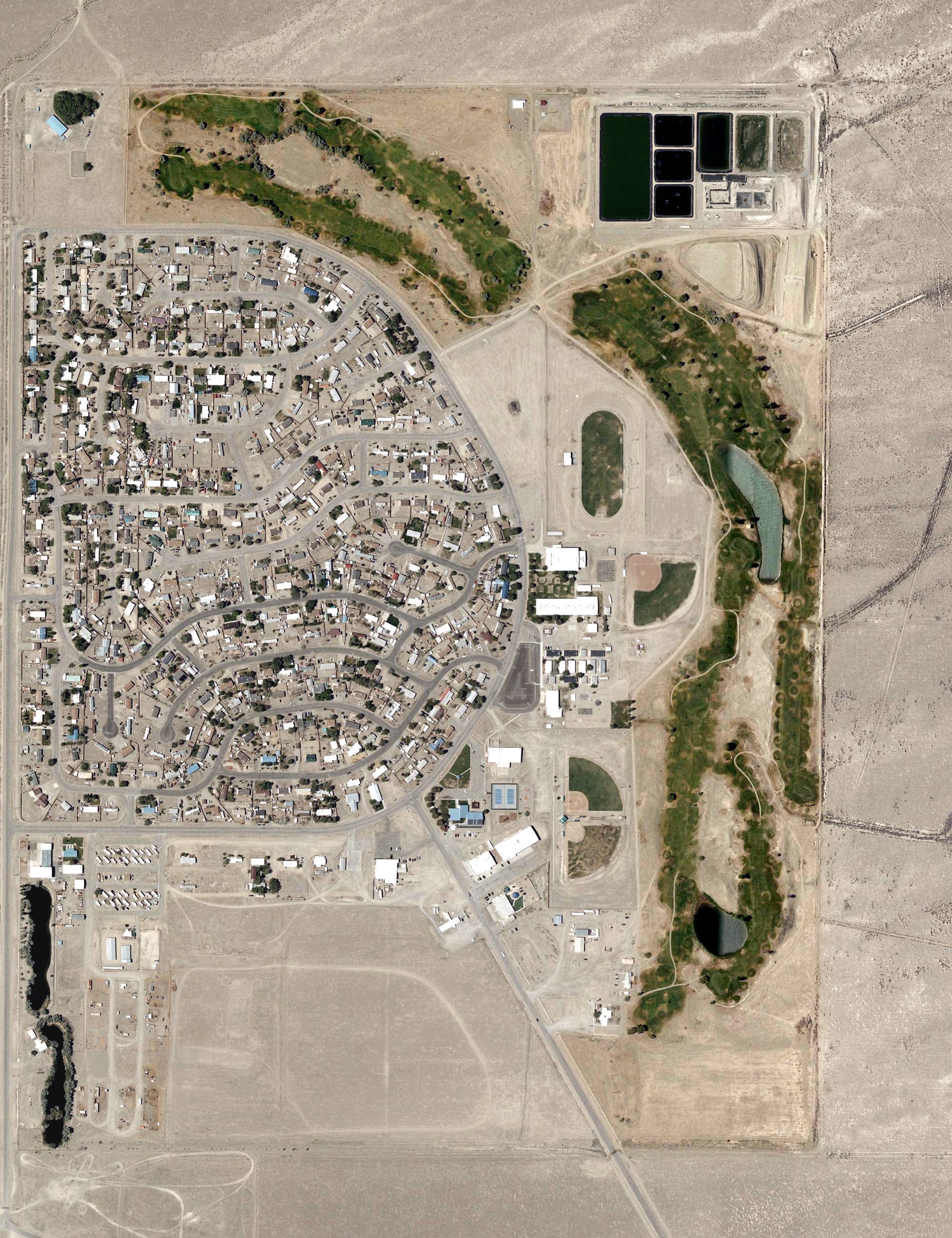 Aerial view of Round Mountain Golf Course, NV