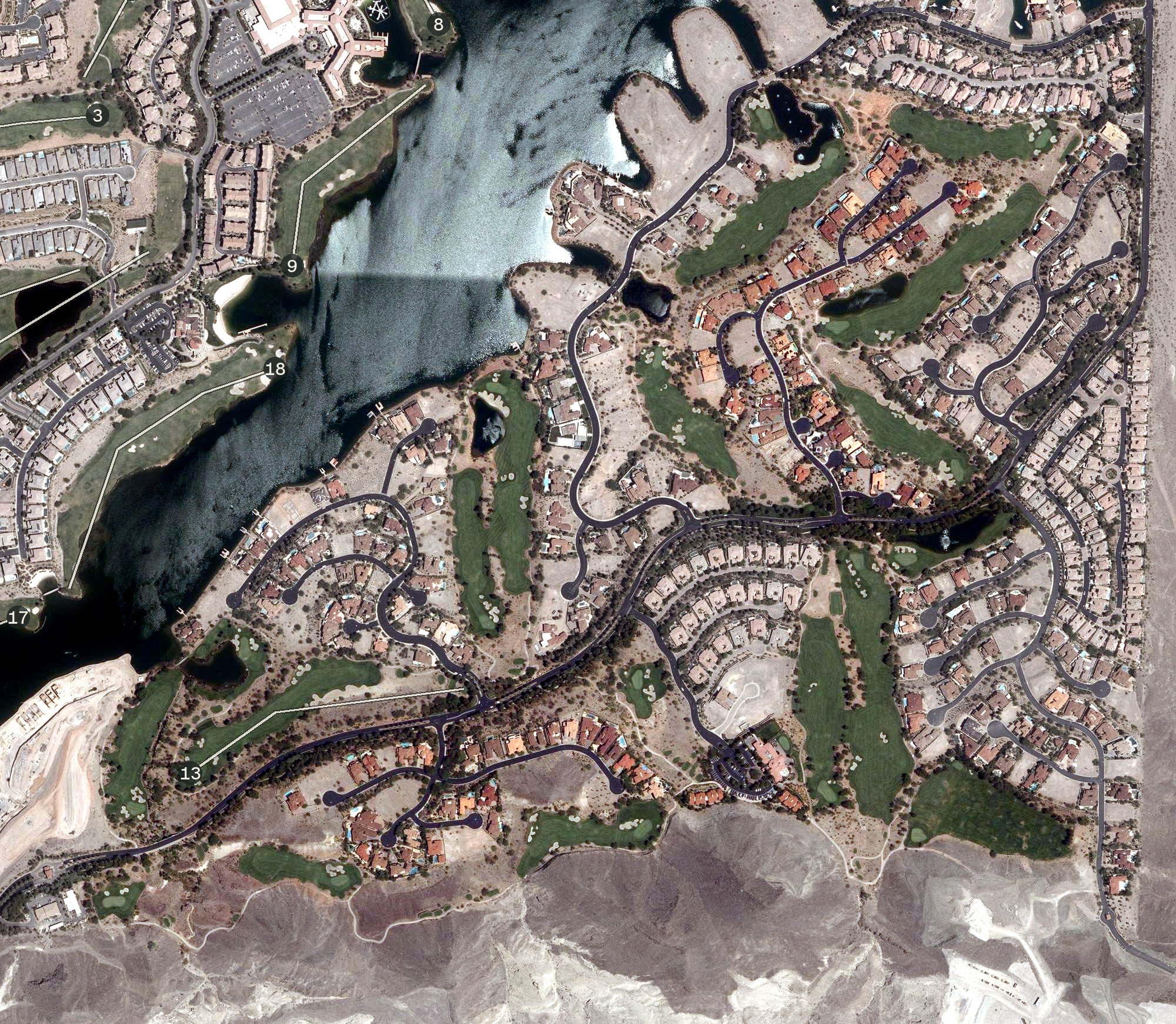 Aerial view of SouthShore Golf Club at Lake Las Vegas, NV
