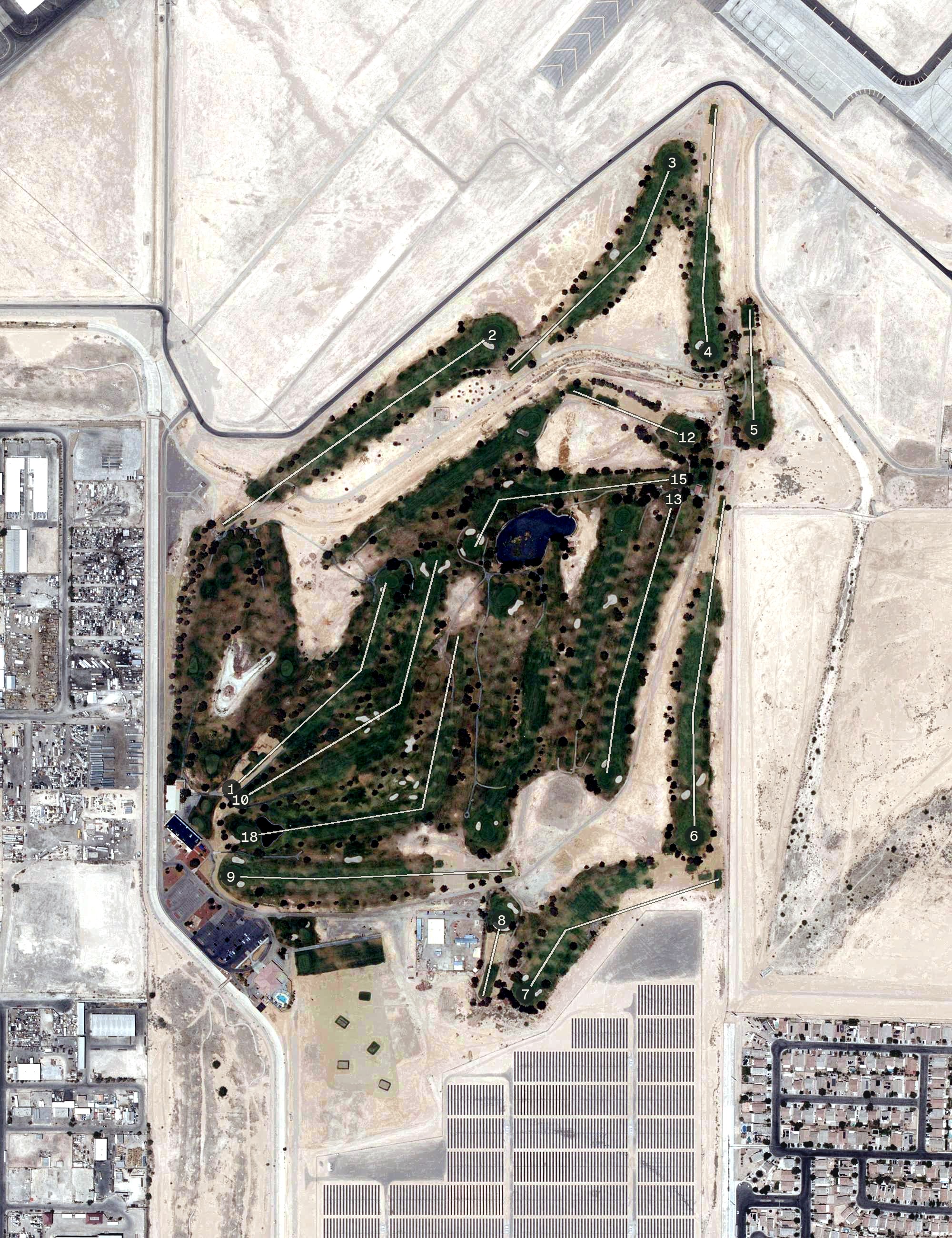 Aerial view of Sunrise Vista Golf Course (Nellis Air Force Base), NV