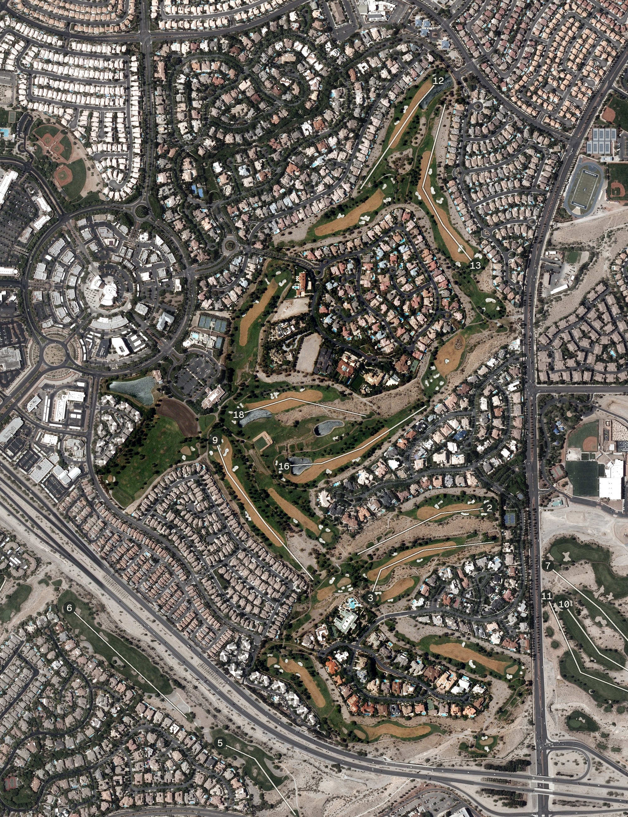 Aerial view of TPC Summerlin, NV