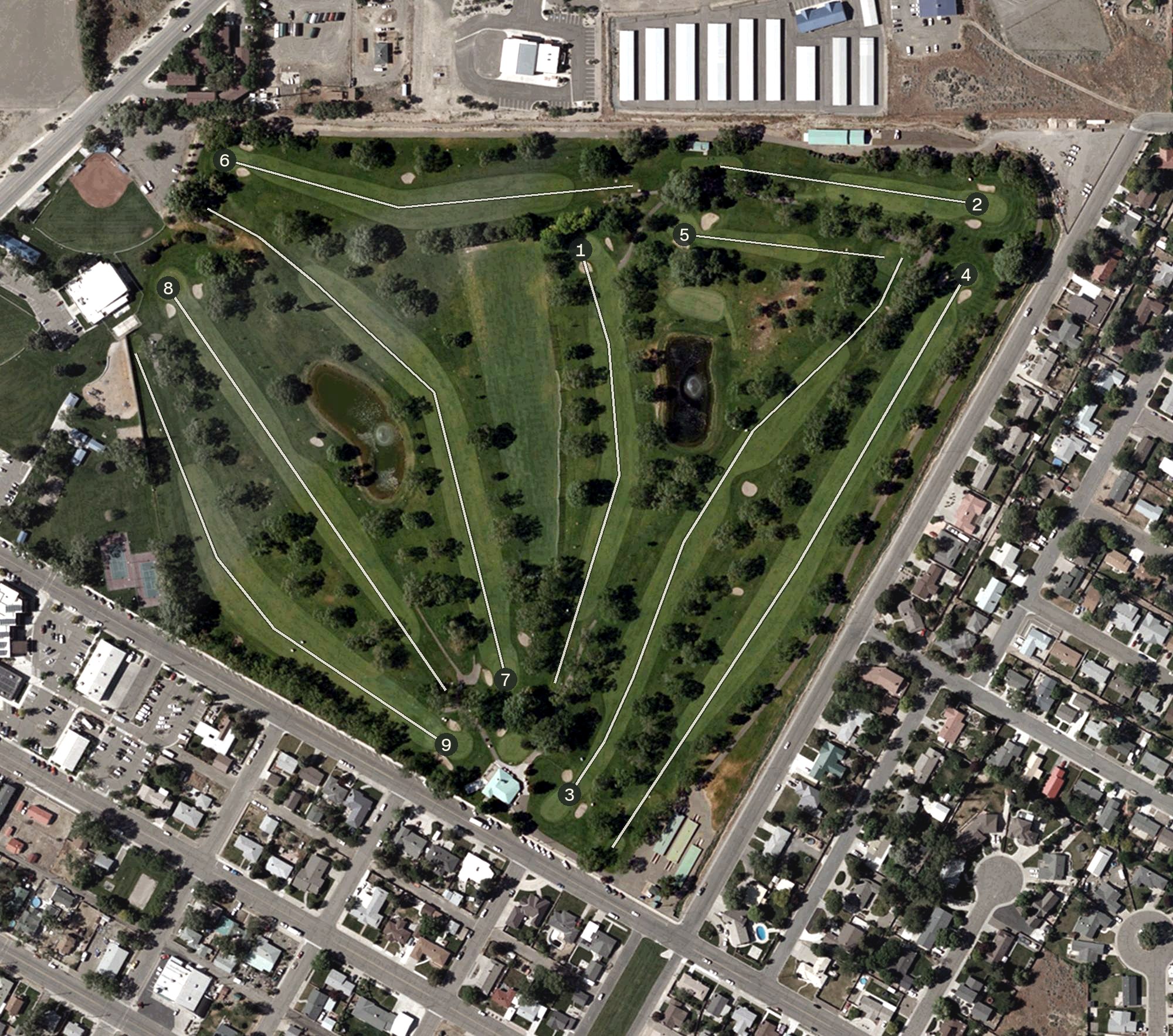 Aerial view of Winnemucca Municipal Golf Course, NV