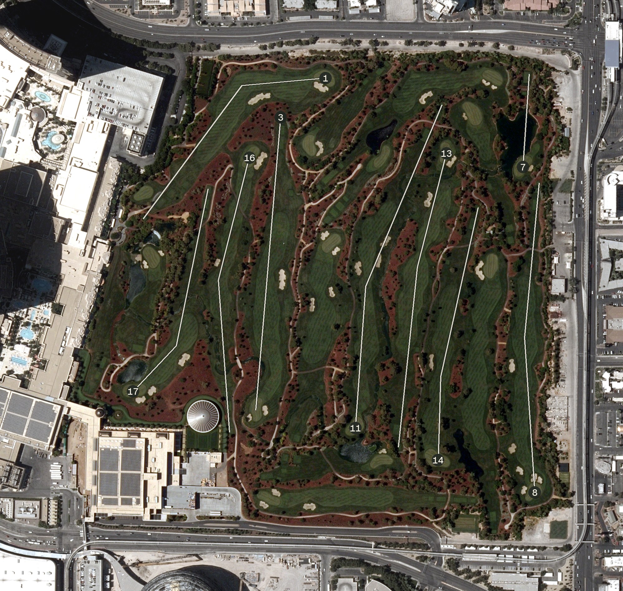 Aerial view of Wynn Golf Course, NV