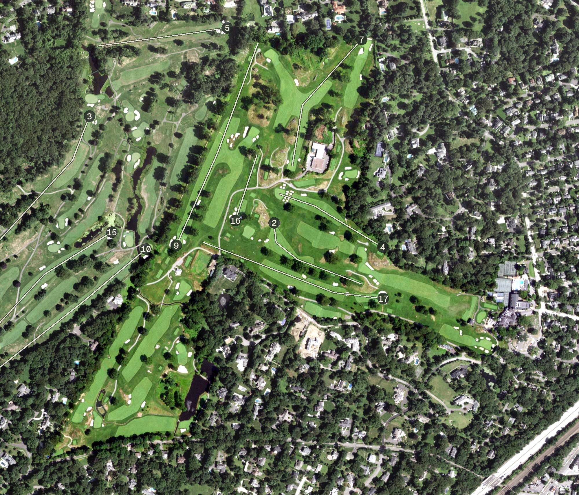 Aerial view of Apawamis Golf Club, NY