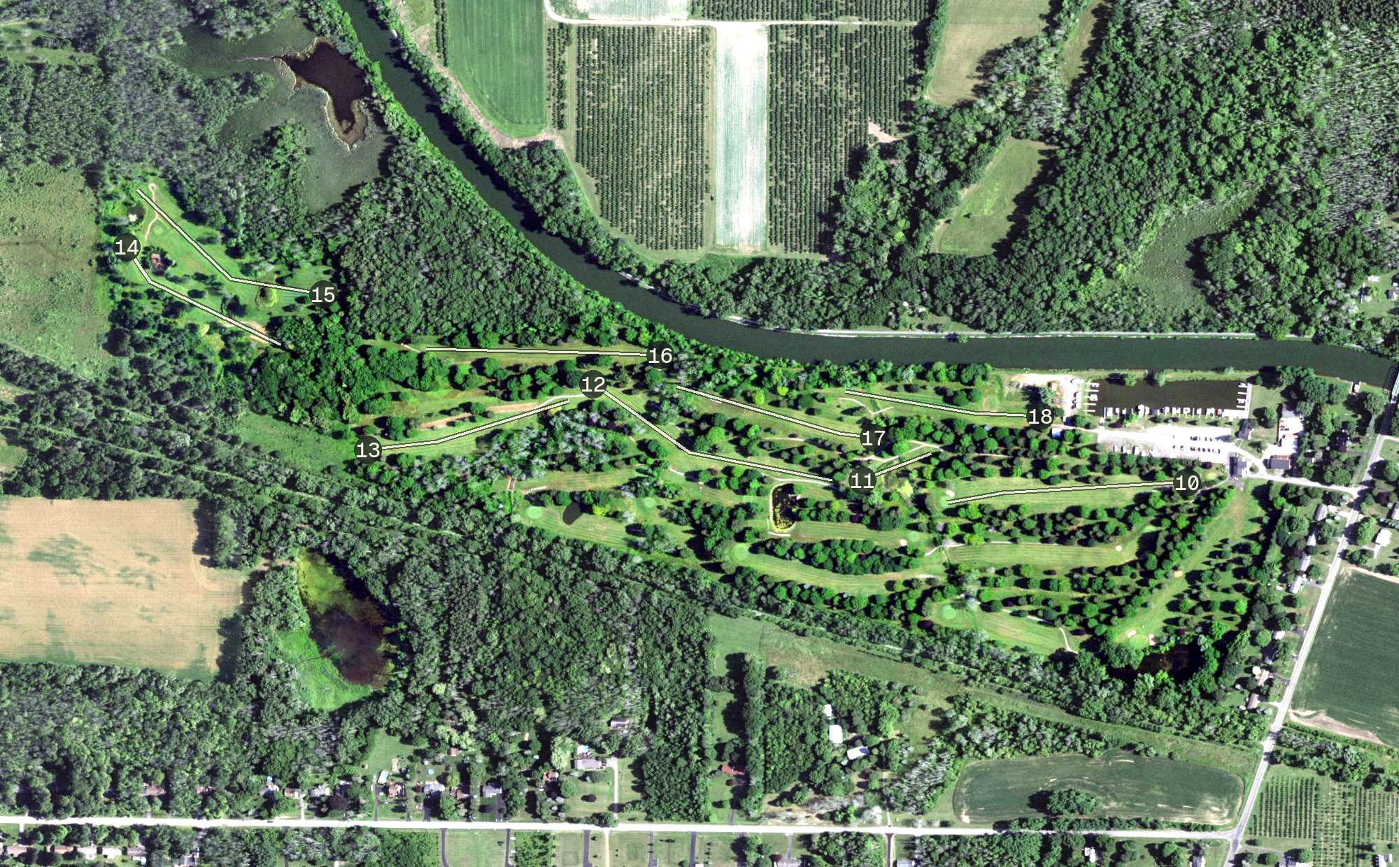 Aerial view of Arrowhead Golf Course & Marina, NY