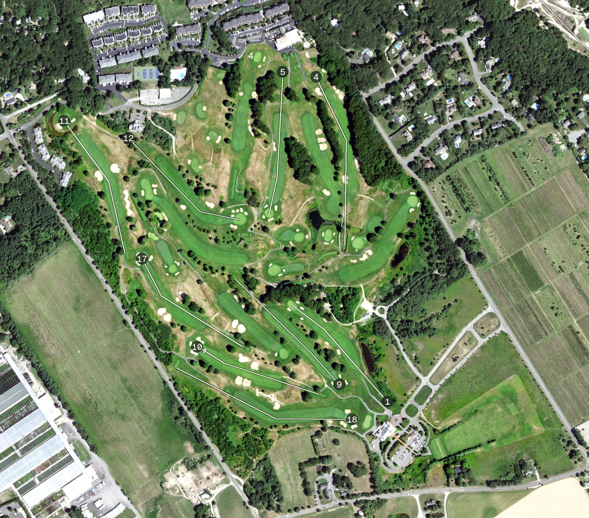 Aerial view of Baiting Hallow Golf Club, NY