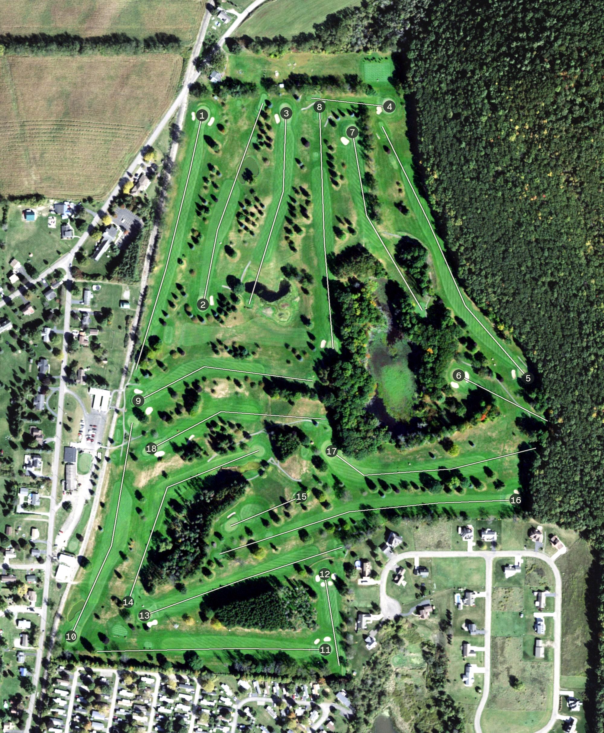 Aerial view of Bath Country Club, NY