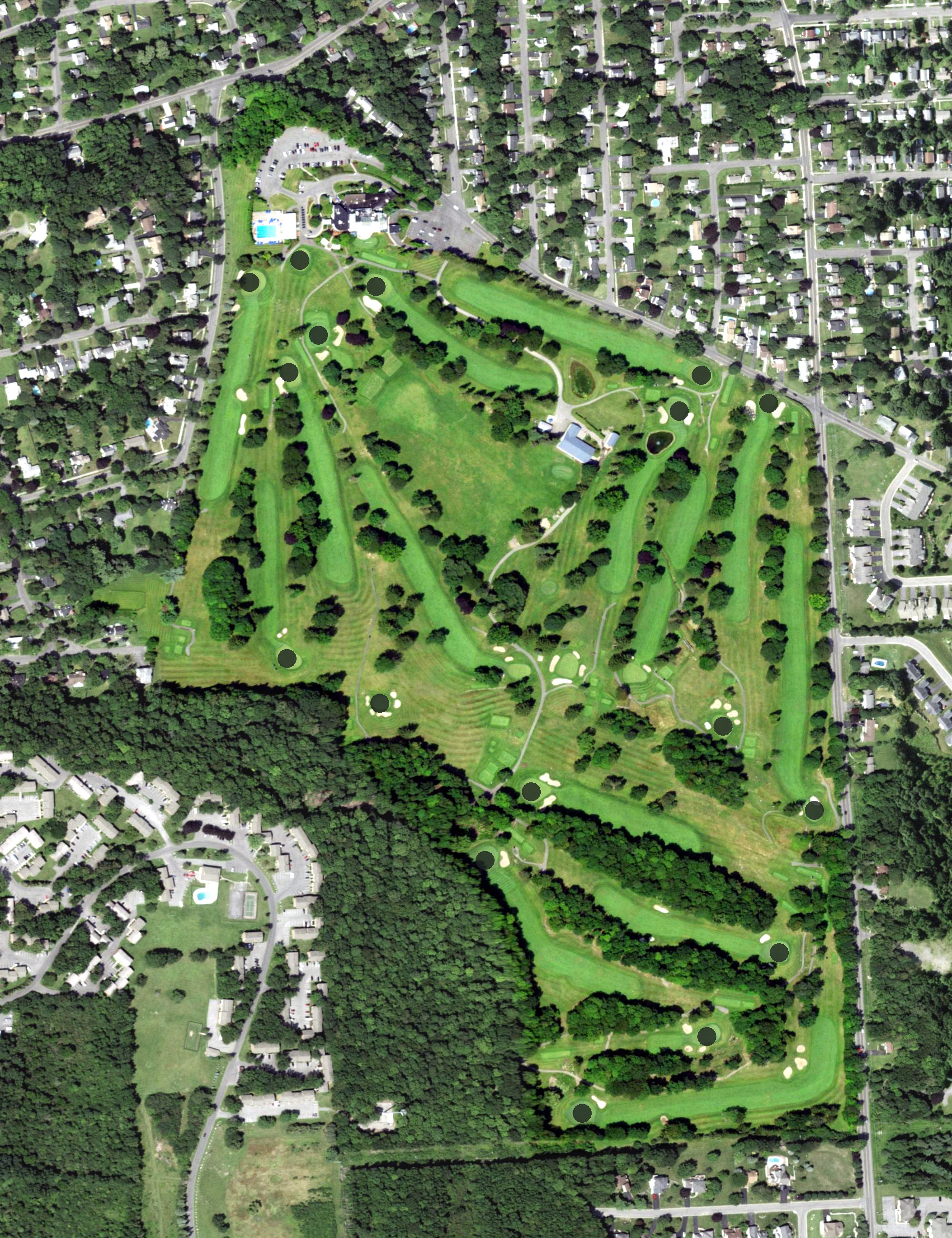 Aerial view of Bellevue Golf and Country Club, NY