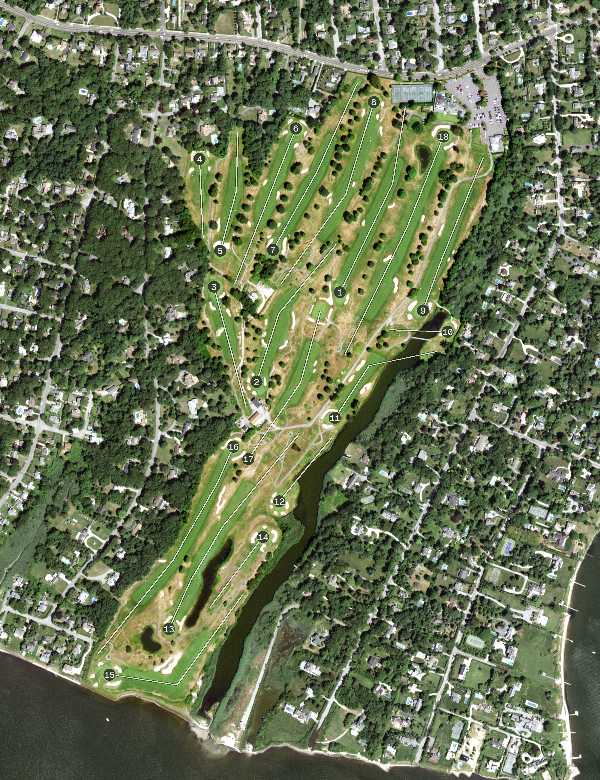 Aerial view of Bellport Country Club, NY