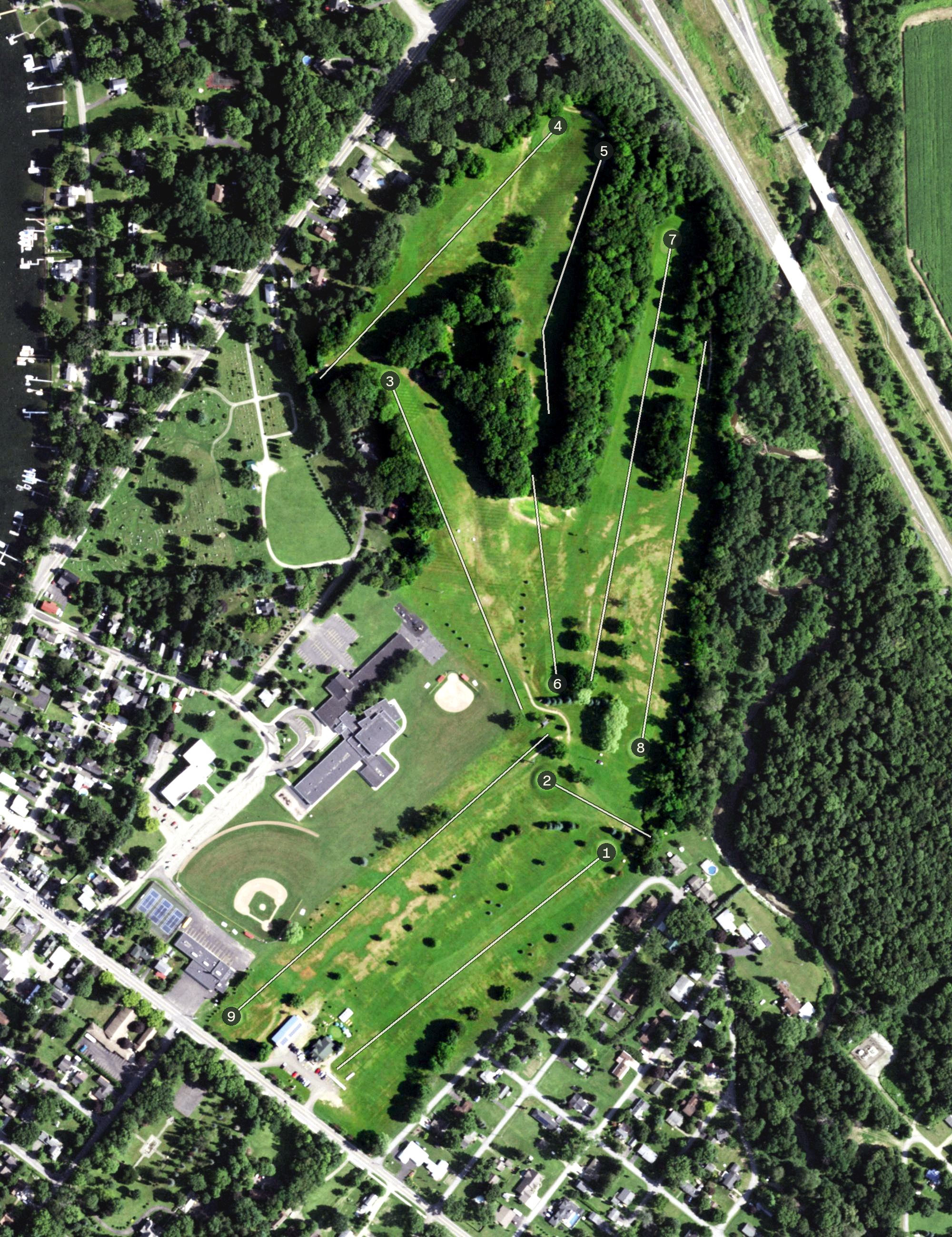 Aerial view of Bemus Point Golf Club, NY