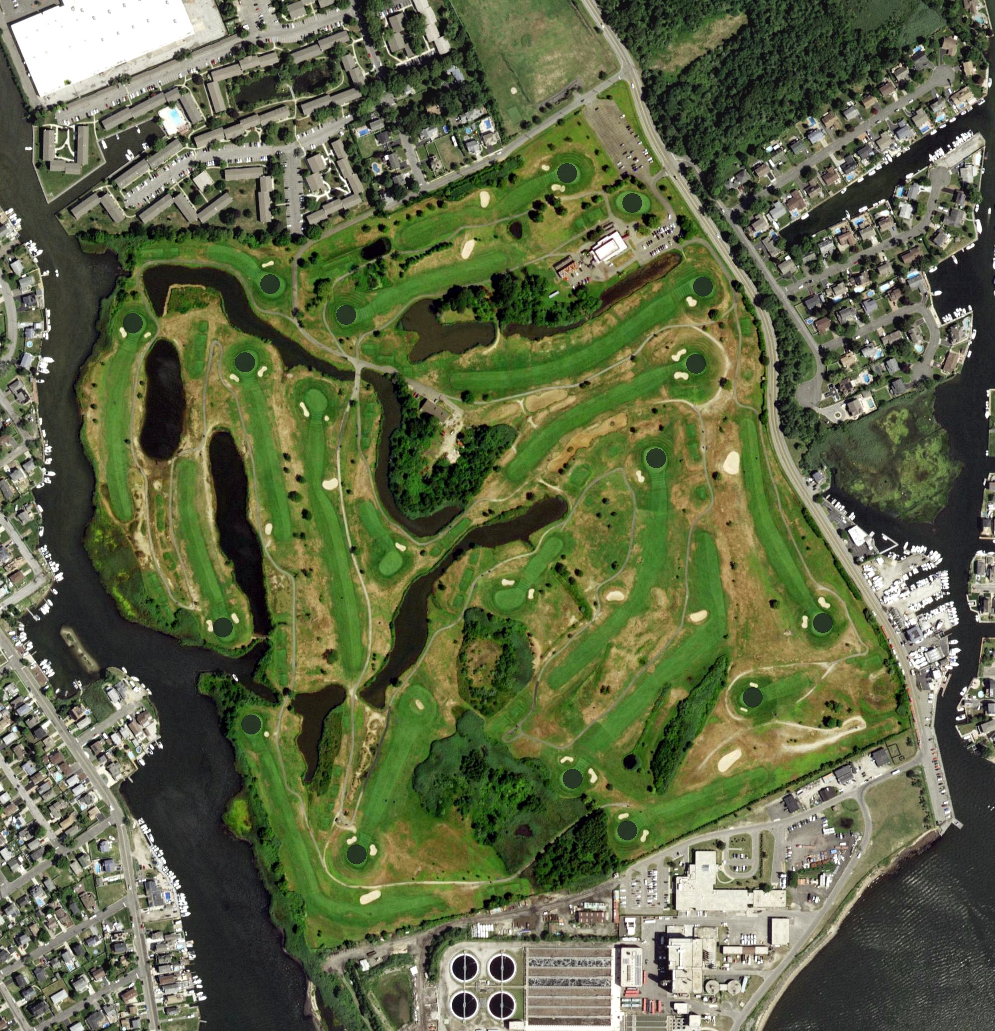 Aerial view of Bergen Point Golf Course, NY
