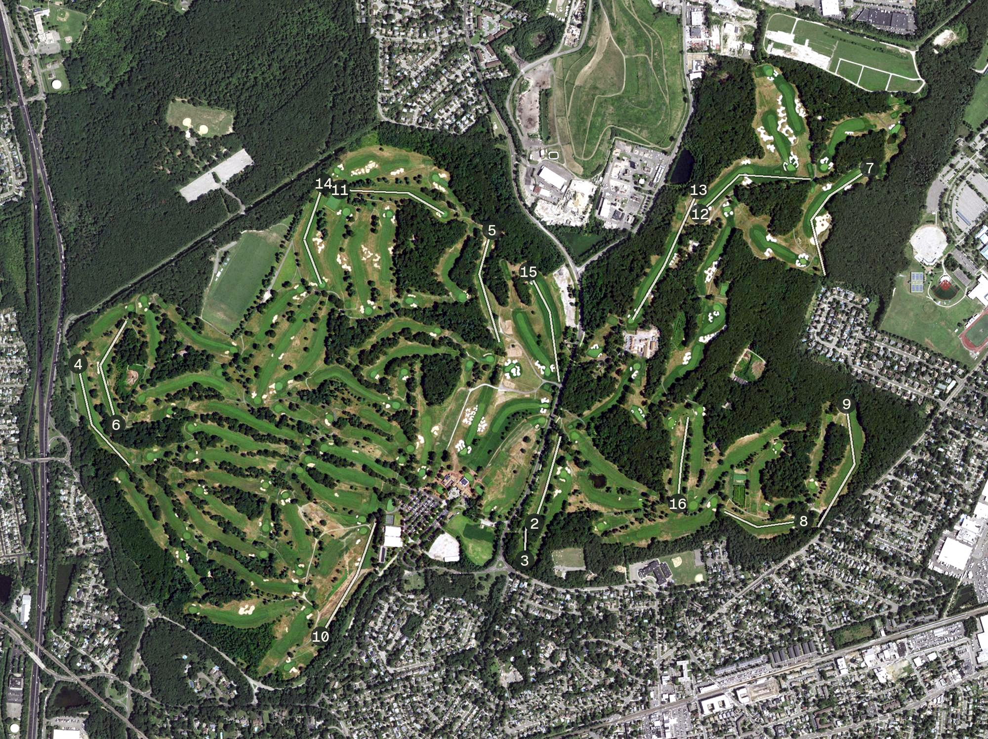 Aerial view of Bethpage State Park Golf Courses, NY