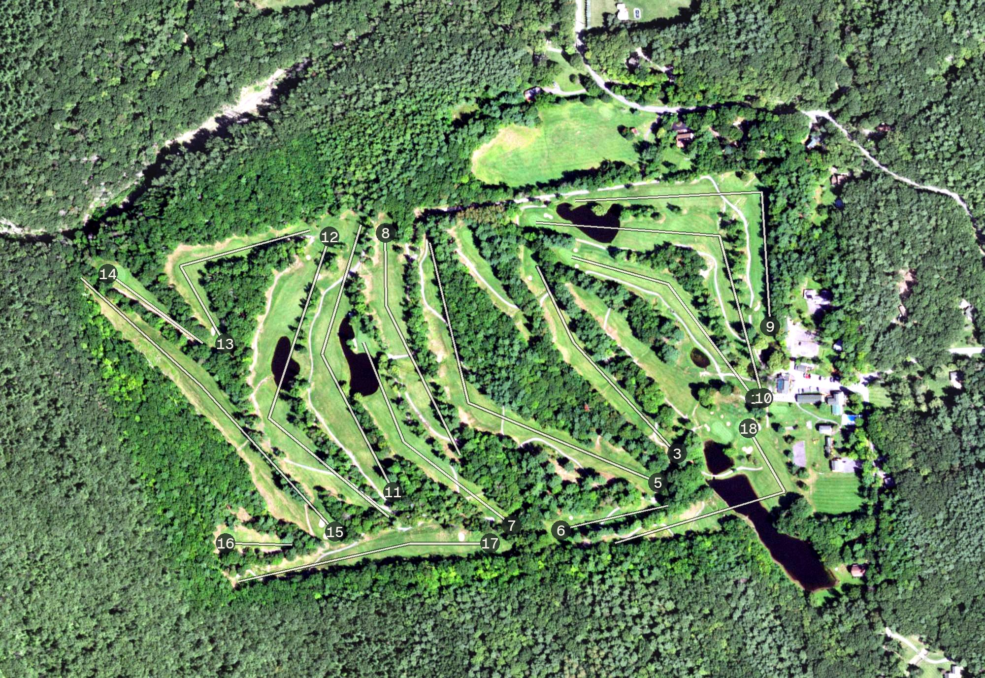 Aerial view of Blackhead Lodge and Country Club, NY