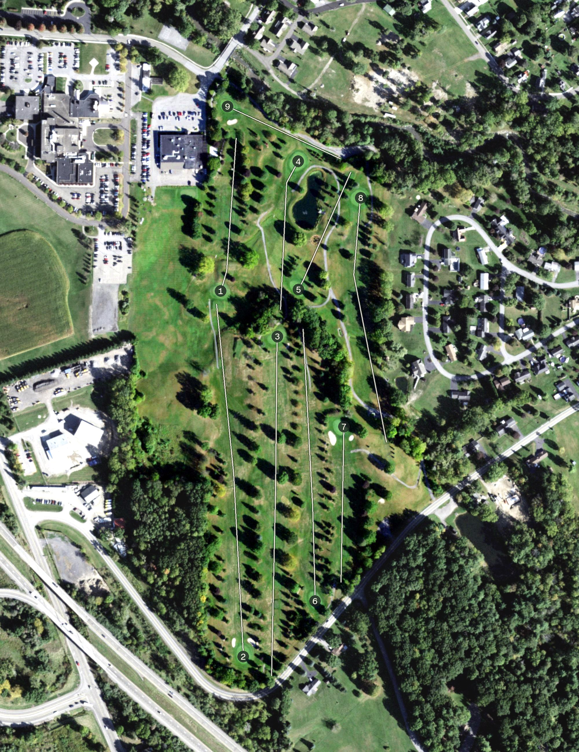 Aerial view of Brae Burn Golf Course, NY