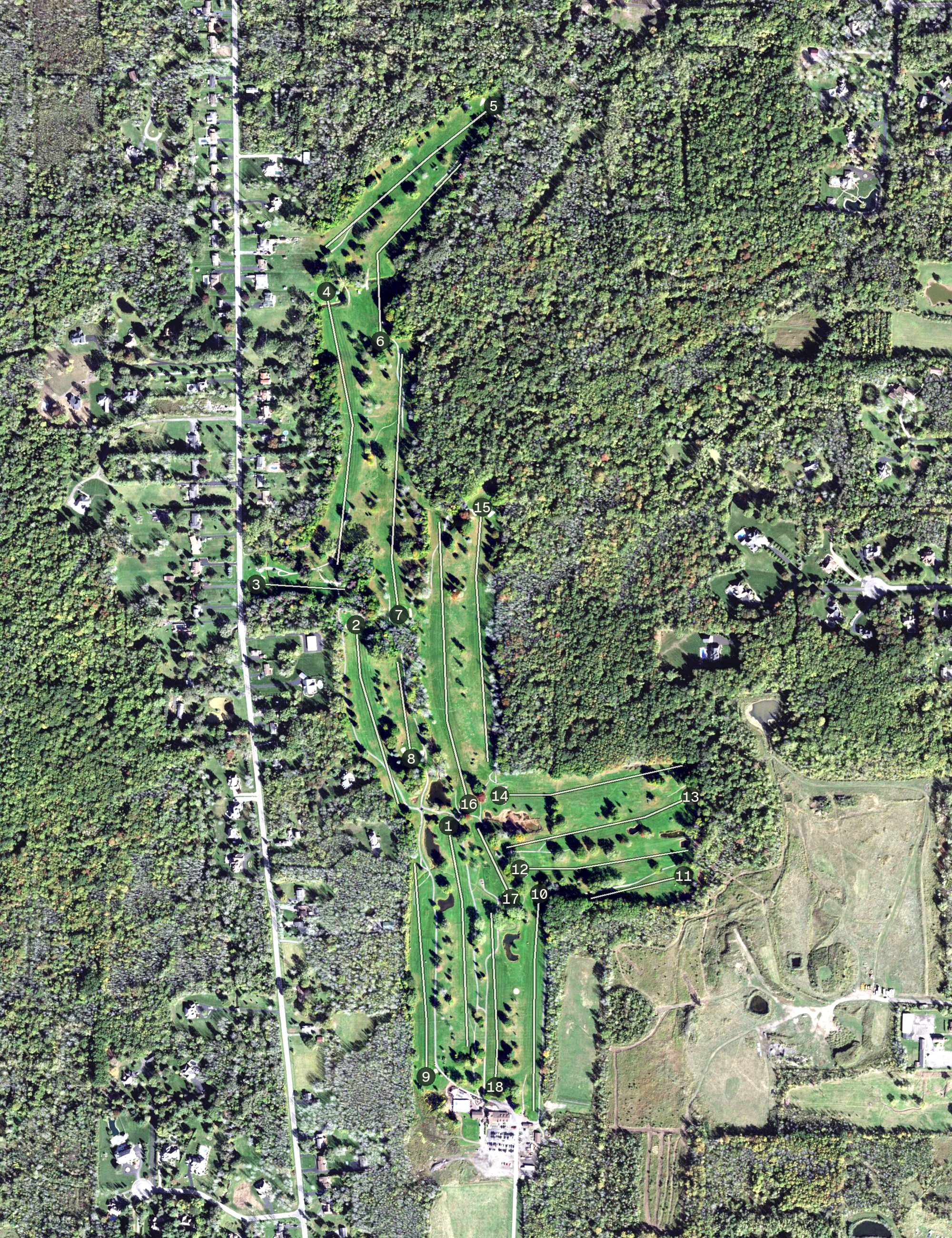 Aerial view of Braemar Country Club, NY
