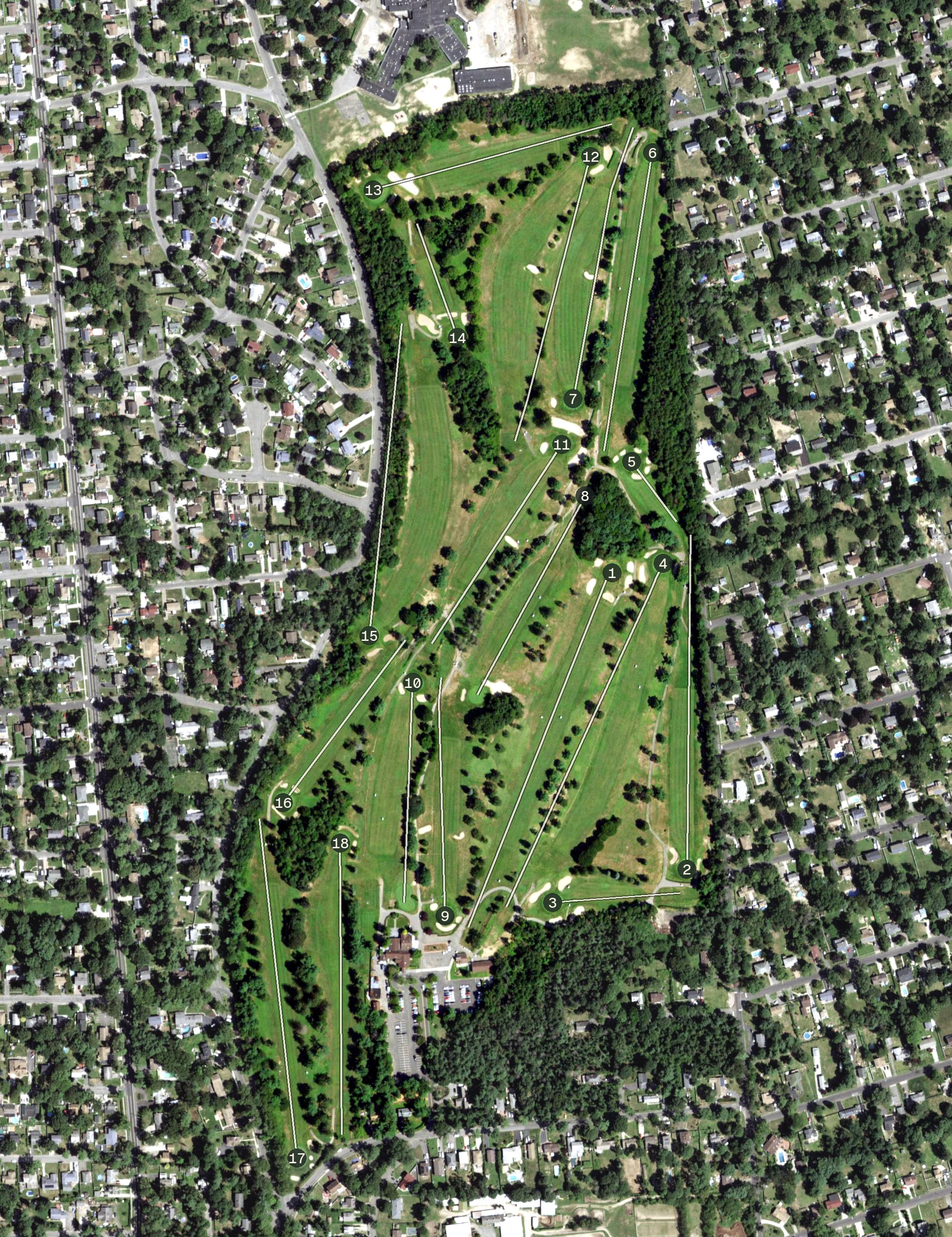 Aerial view of Brentwood Country Club, NY