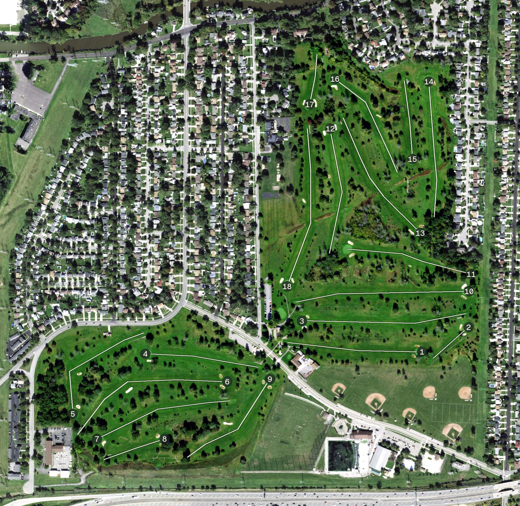 Aerial view of Brighton Park Golf Course, NY