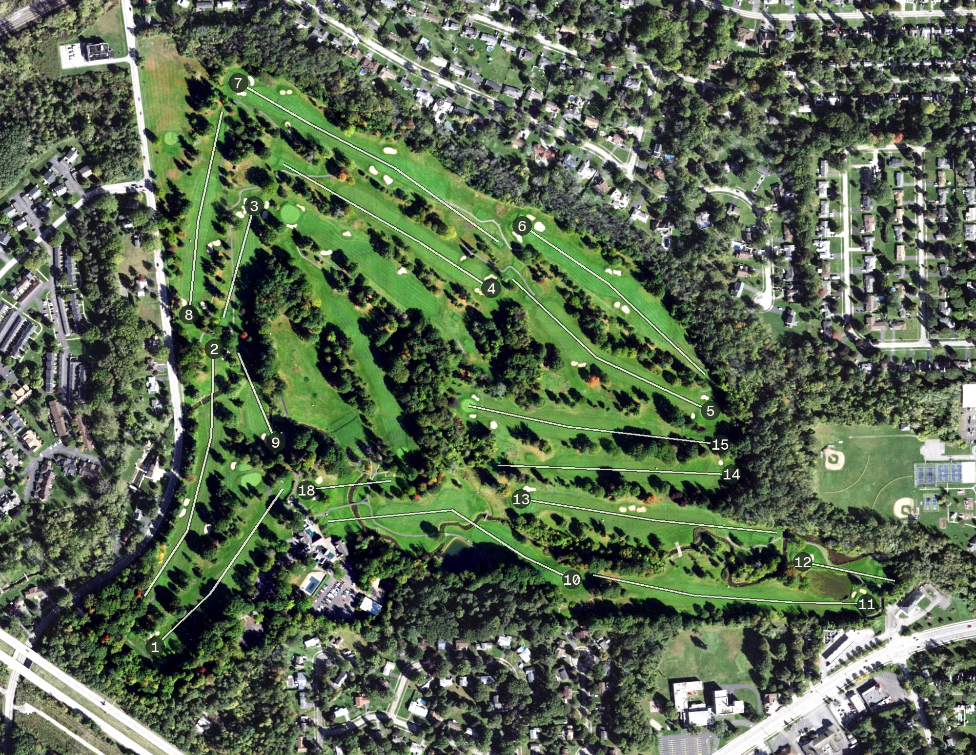 Aerial view of Brook-Lea Country Club, NY