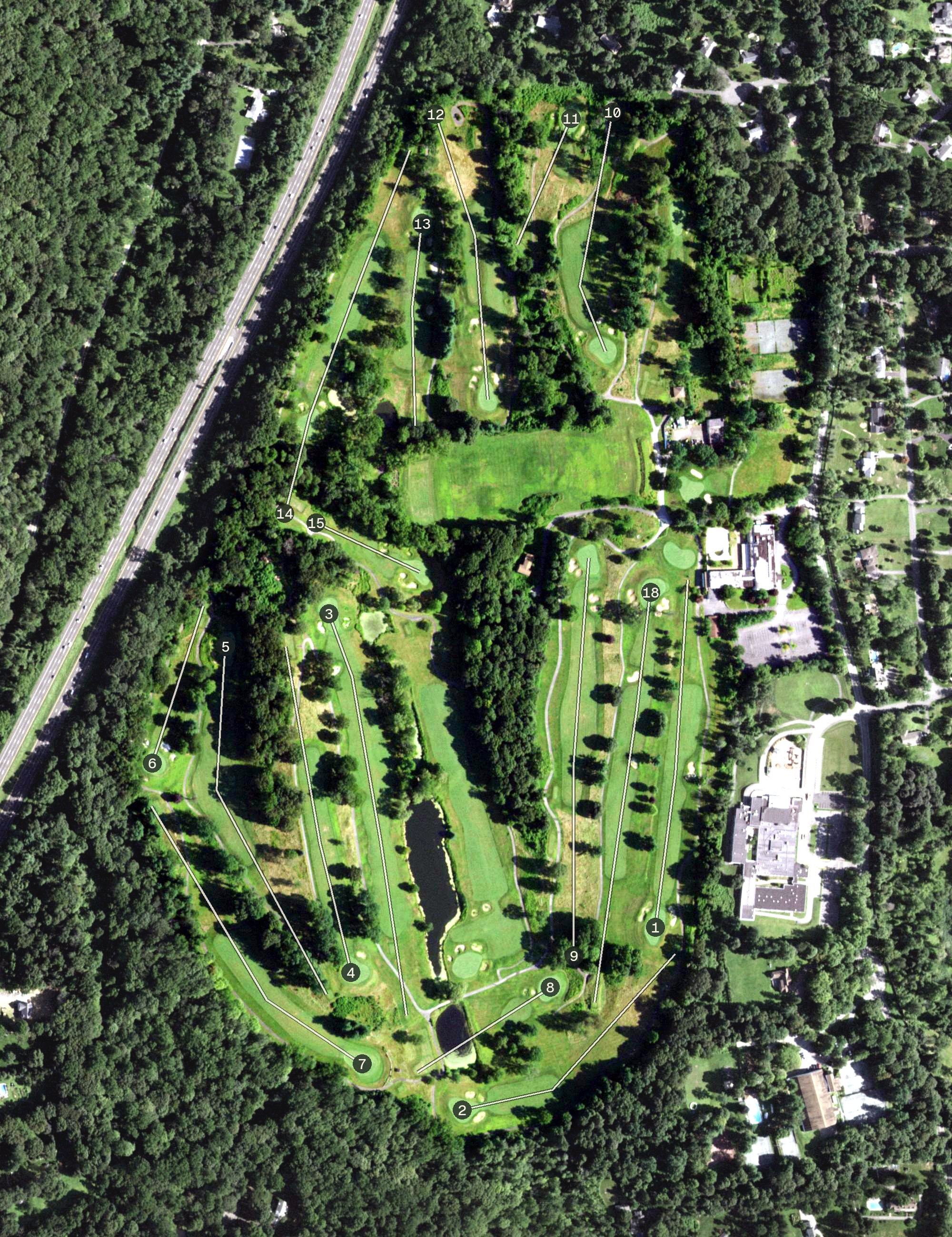 Aerial view of Brynwood Golf & Country Club, NY