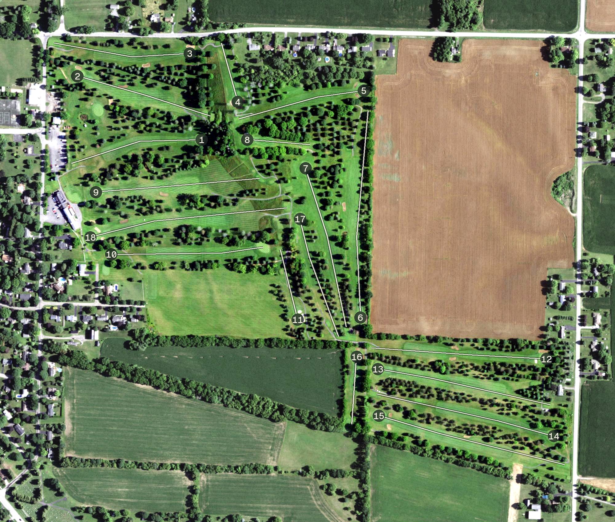 Aerial view of Caledonia Country Club, NY