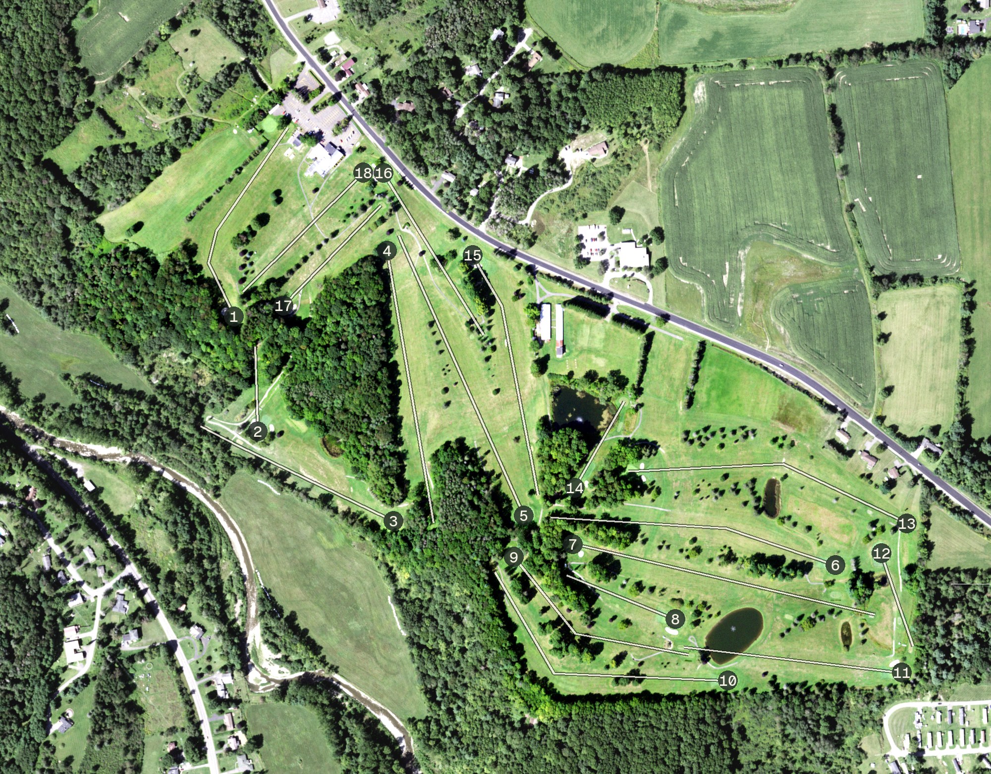 Aerial view of Canasawacta Country Club, NY