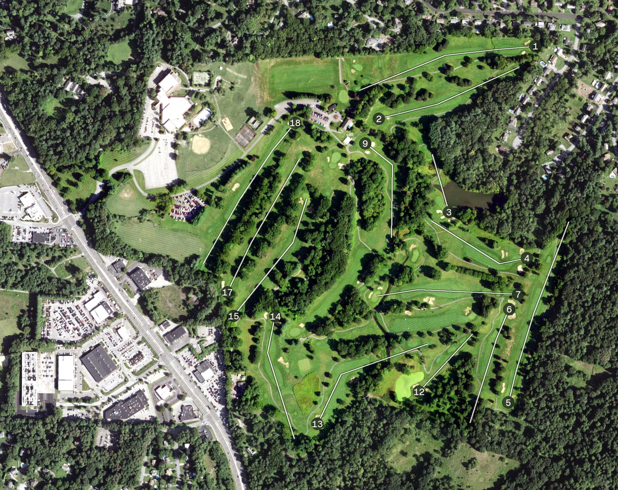 Aerial view of Casperkill Golf Club, NY