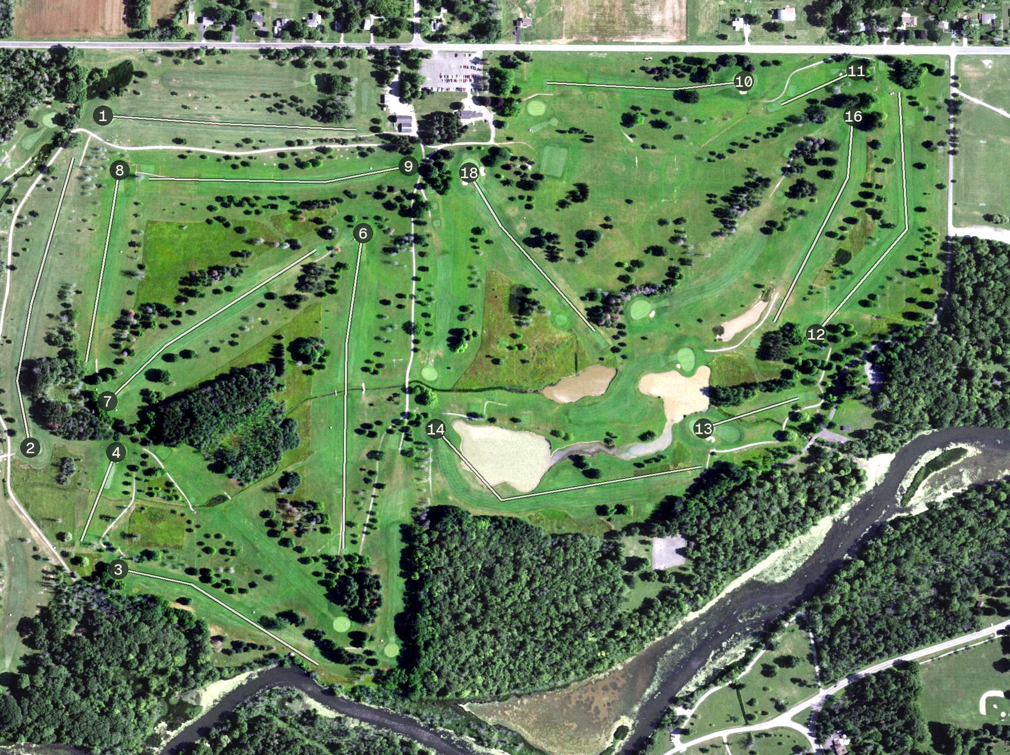 Aerial view of Churchville East Golf Course, NY