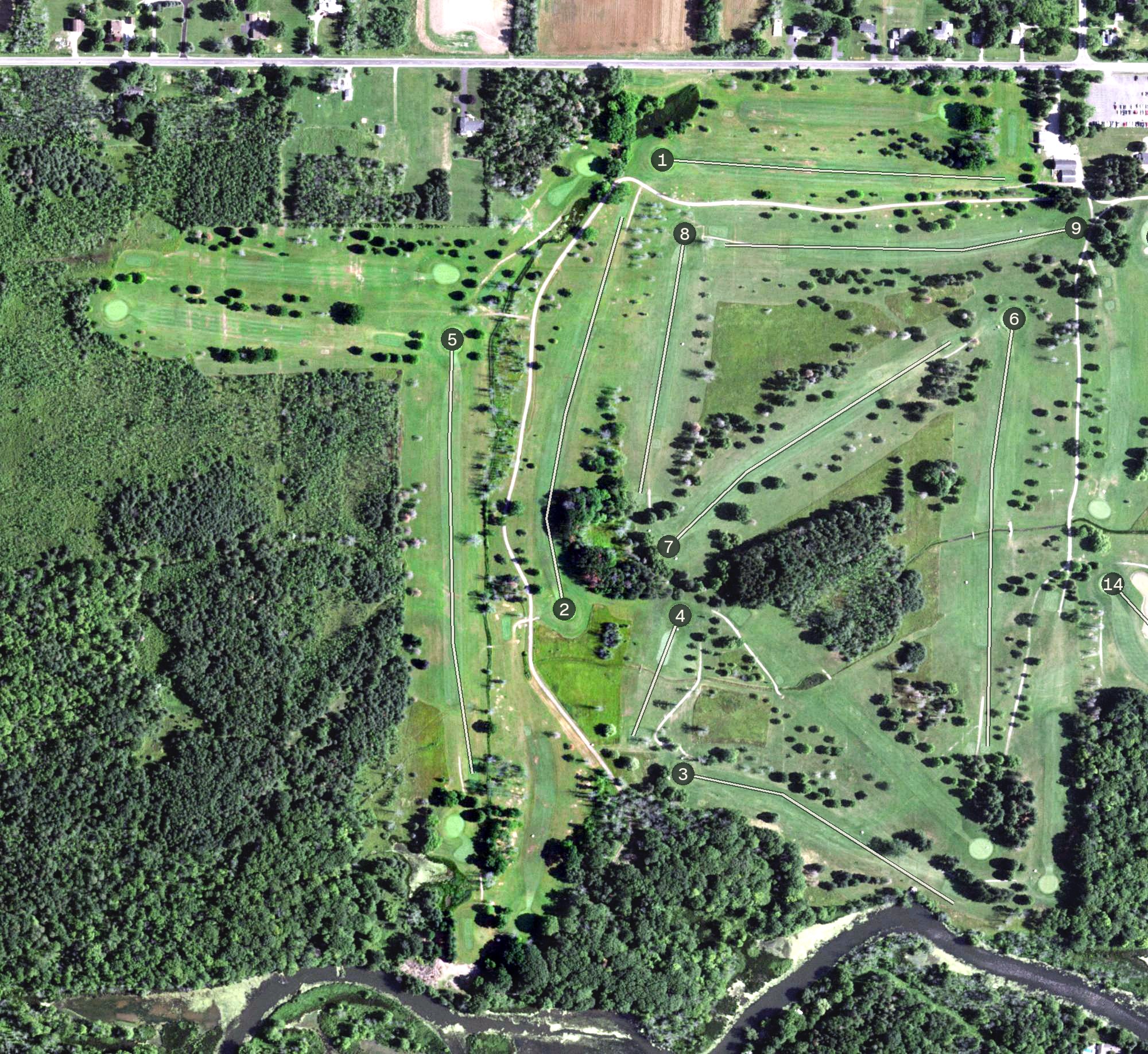 Aerial view of Churchville West Golf Course, NY