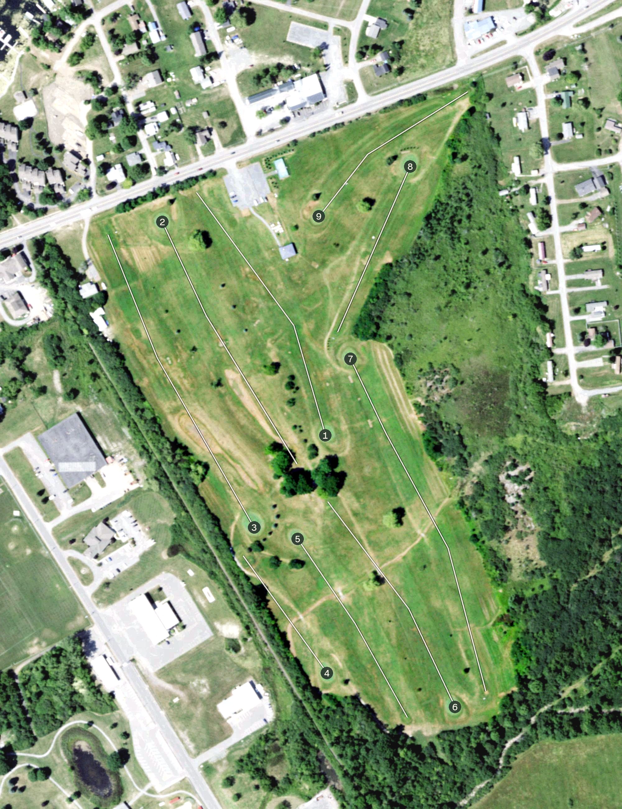 Aerial view of Clayton Country Club, NY