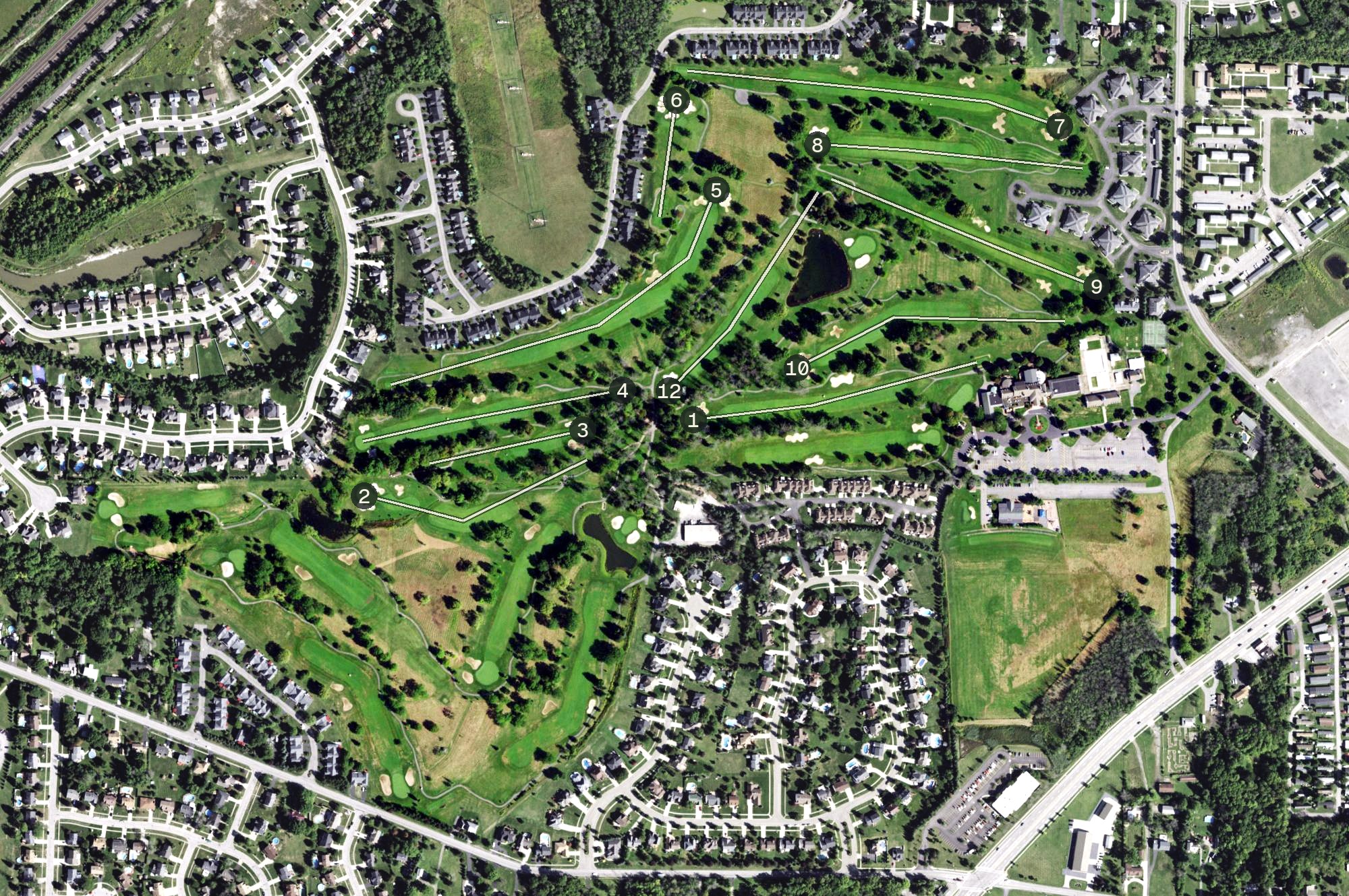 Aerial view of Cloverbank Country Club, NY