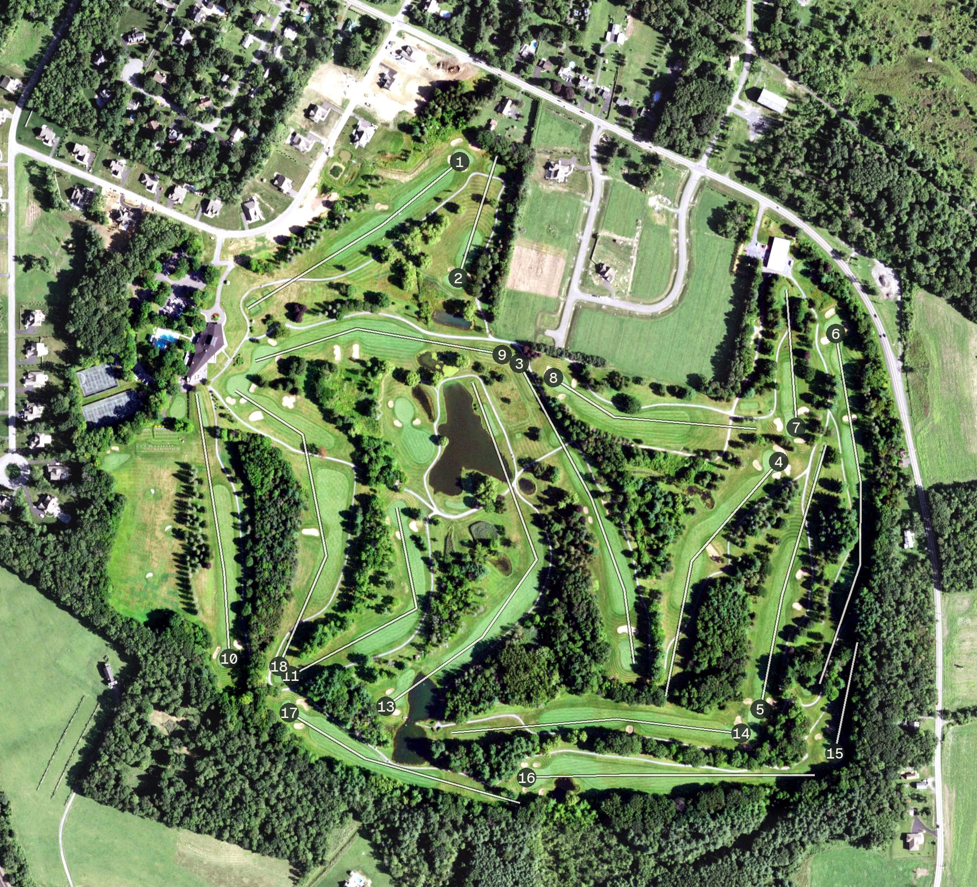 Aerial view of Colonie Golf & Country Club, NY