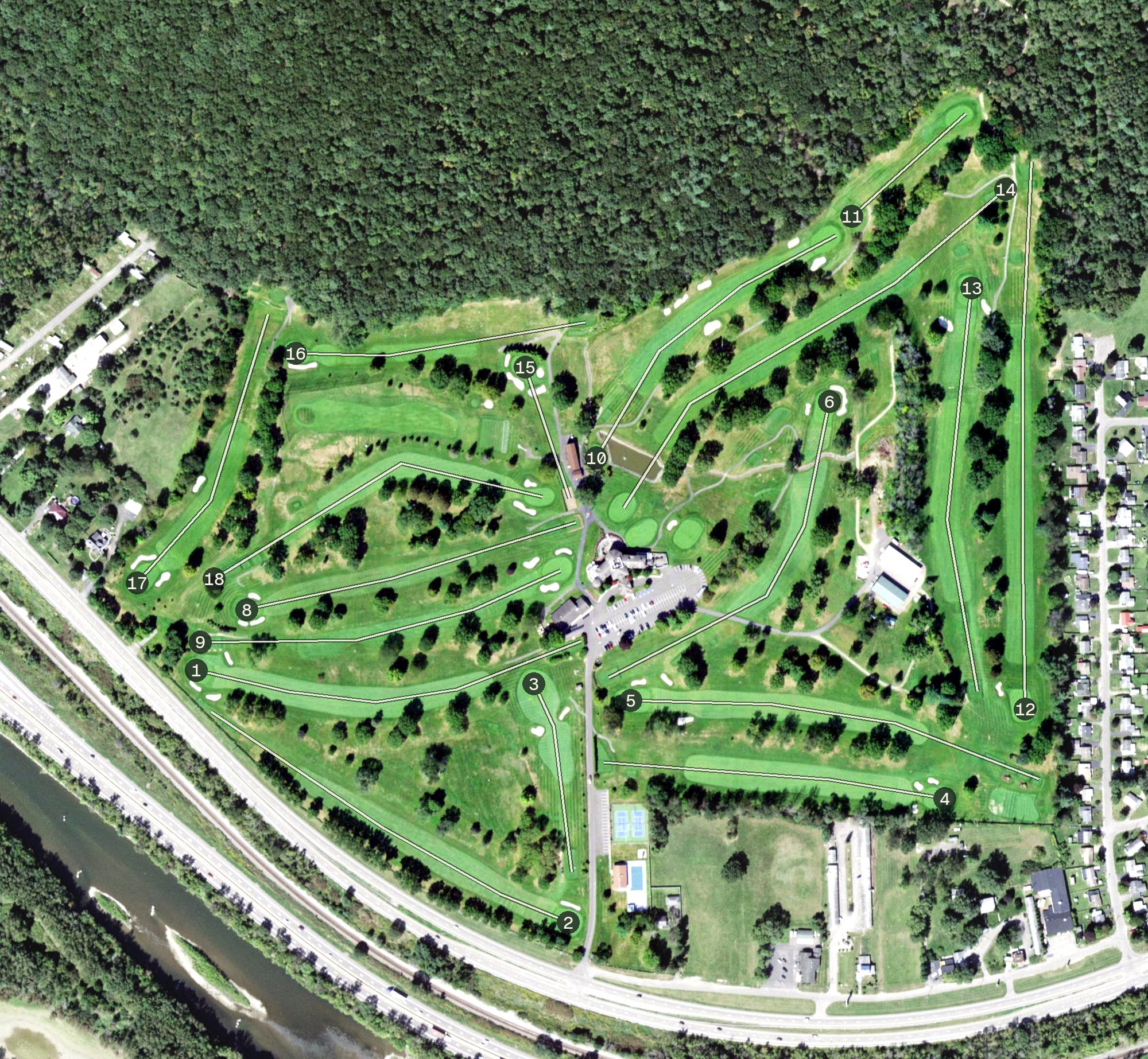Aerial view of Corning Country Club, NY