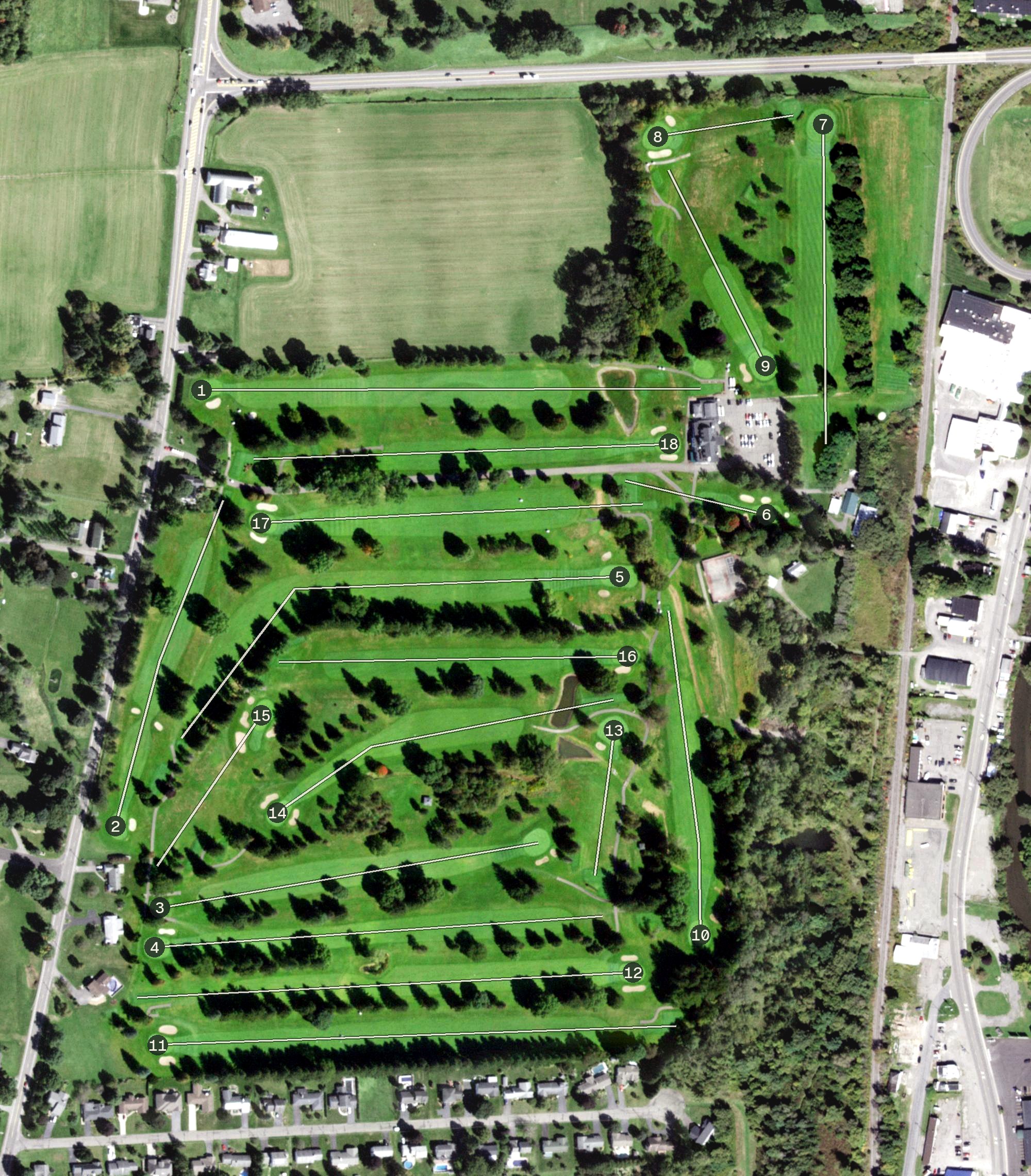 Aerial view of Cortland Country Club, NY