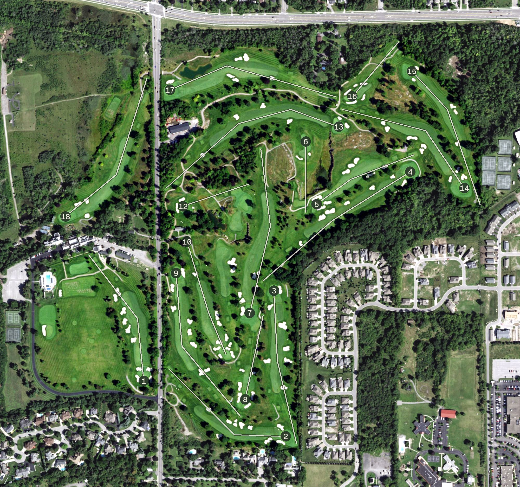 Aerial view of Country Club of Buffalo, NY