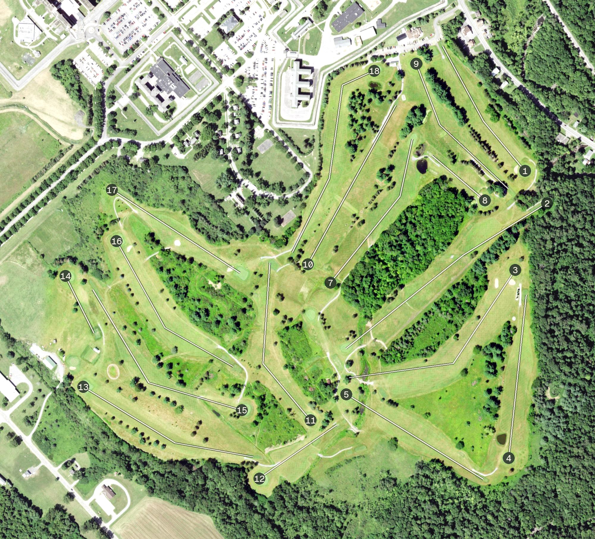 Aerial view of Crestwood Golf Club, NY