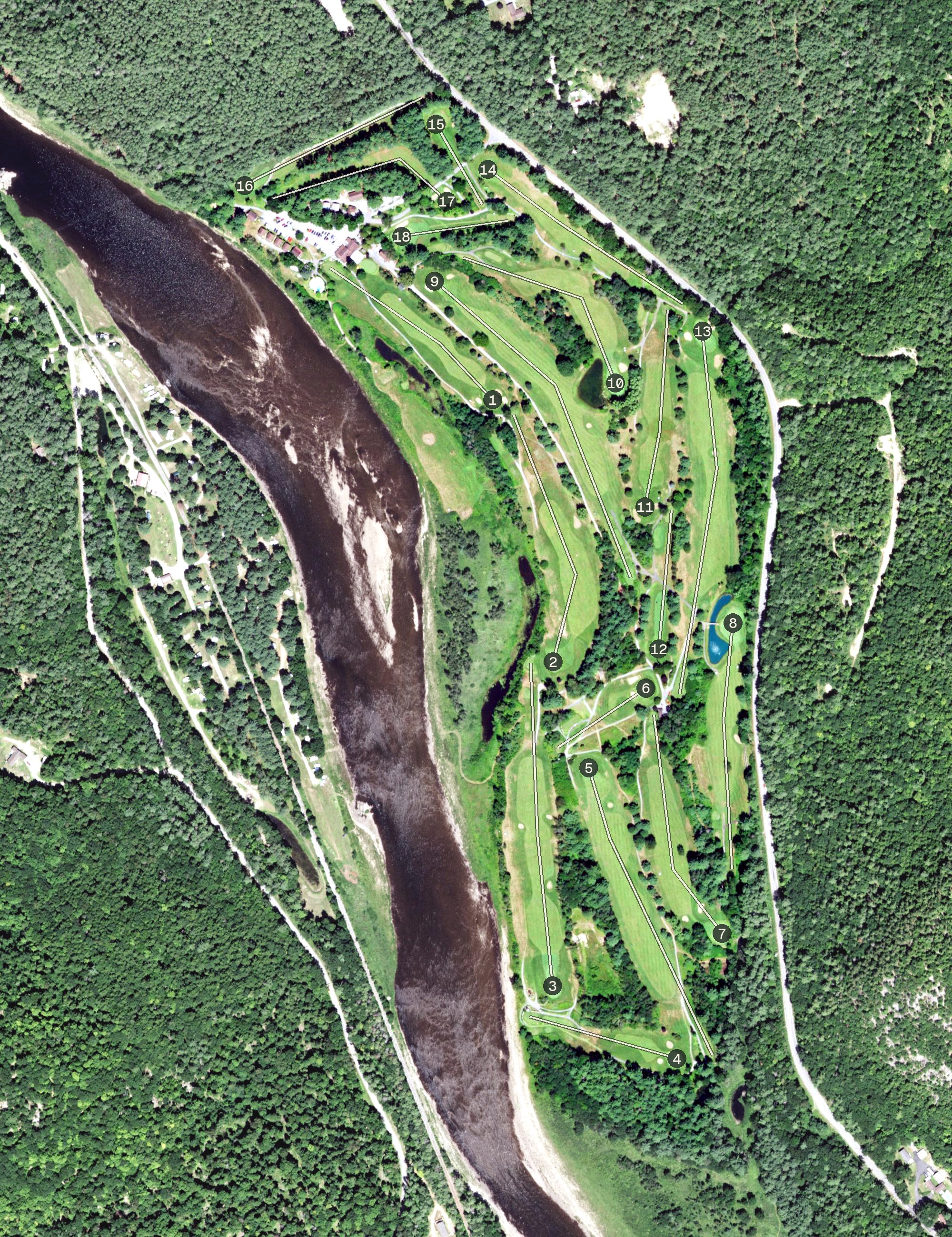 Aerial view of Cronin’s Golf Resort, NY