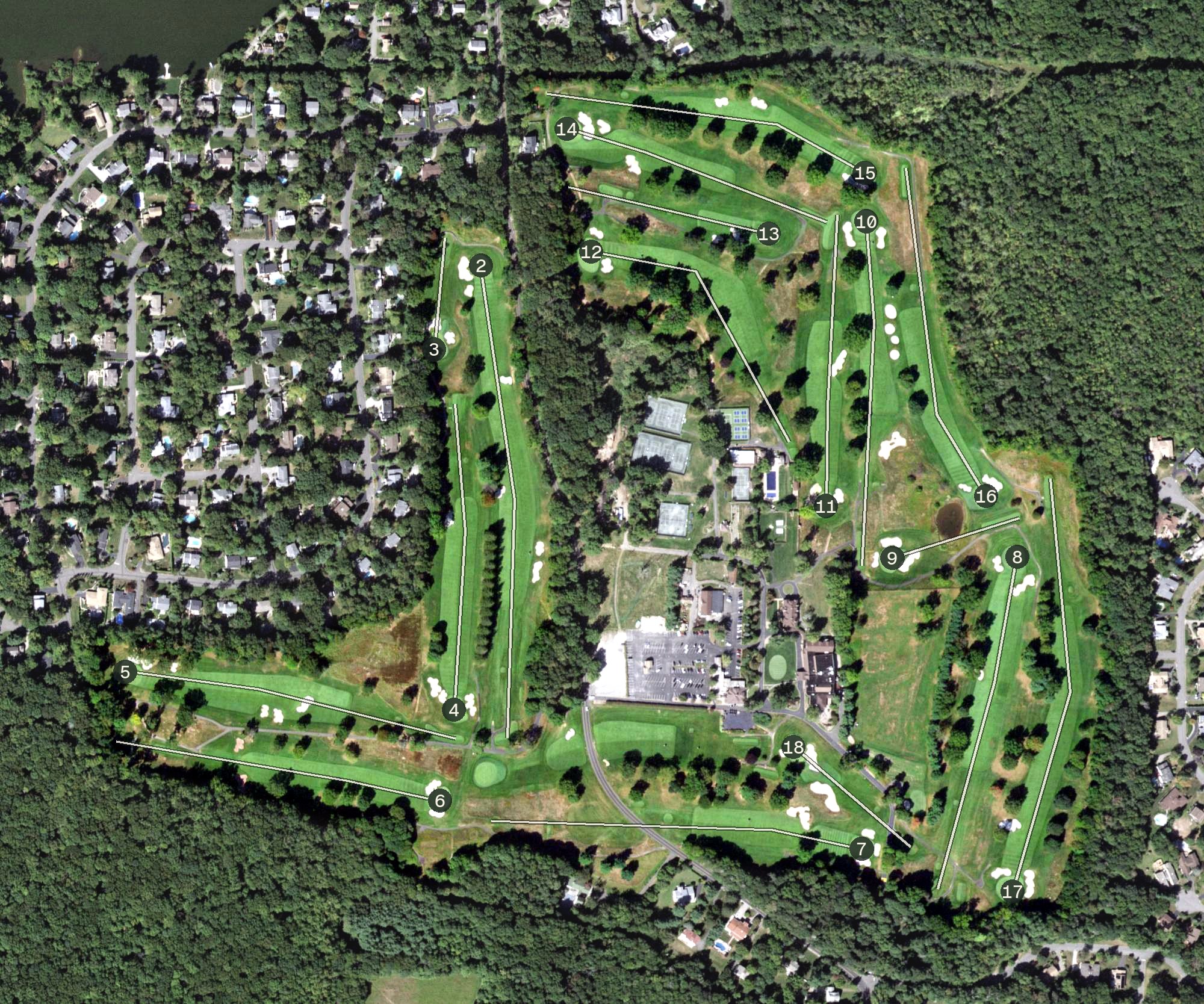 Aerial view of Dellwood Country Club, NY