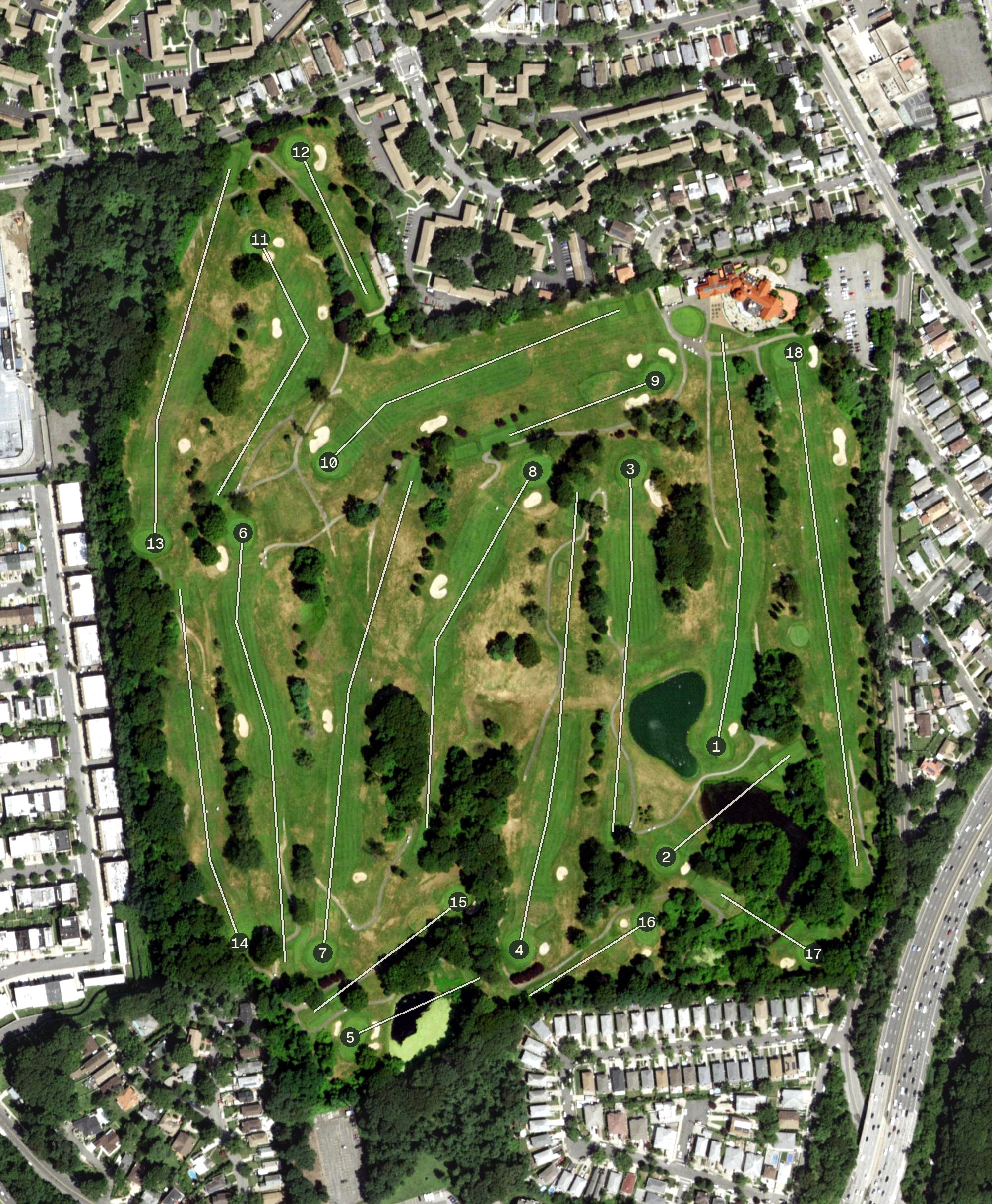 Aerial view of Douglaston Golf Course, NY