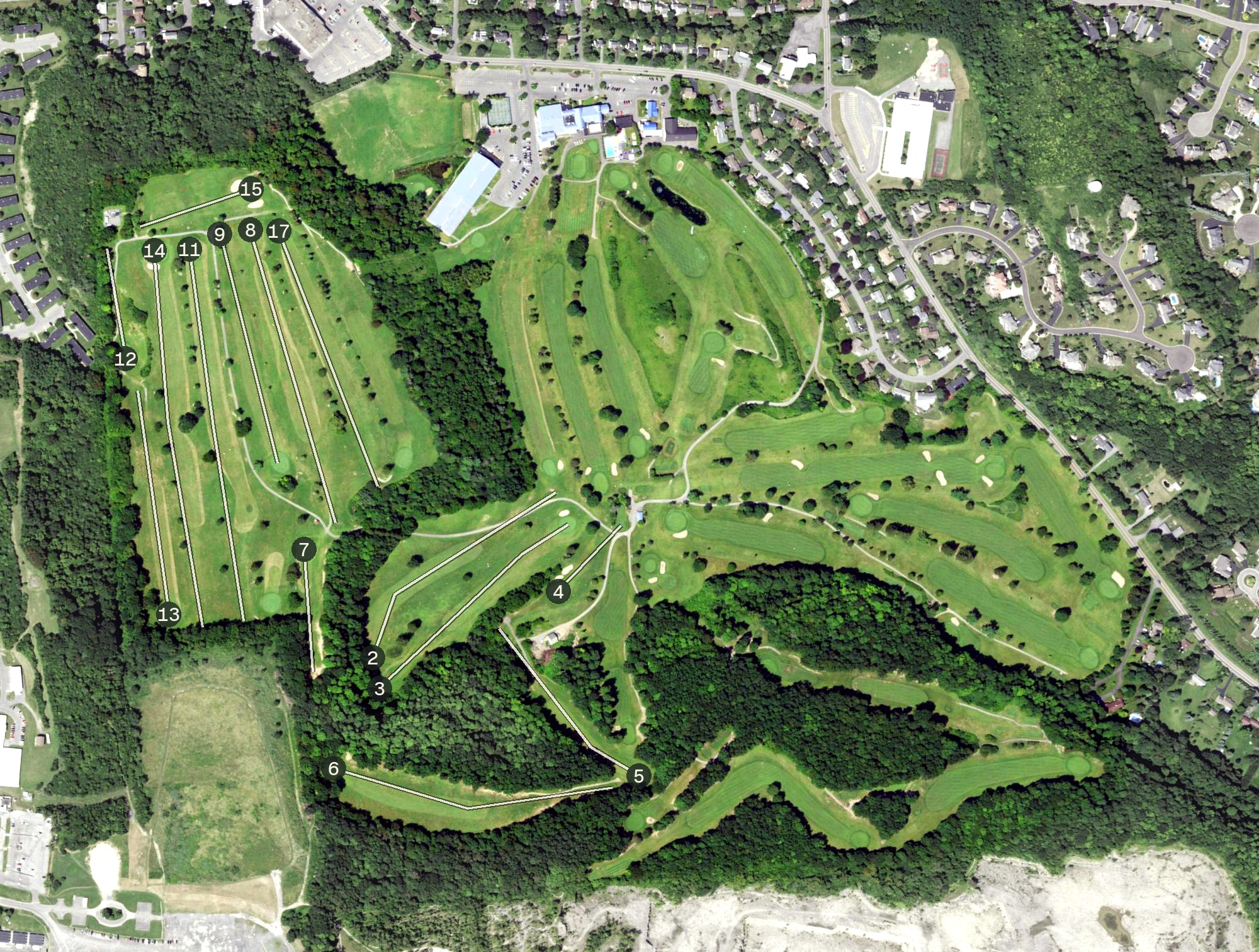 Aerial view of Drumlins Country Club, NY