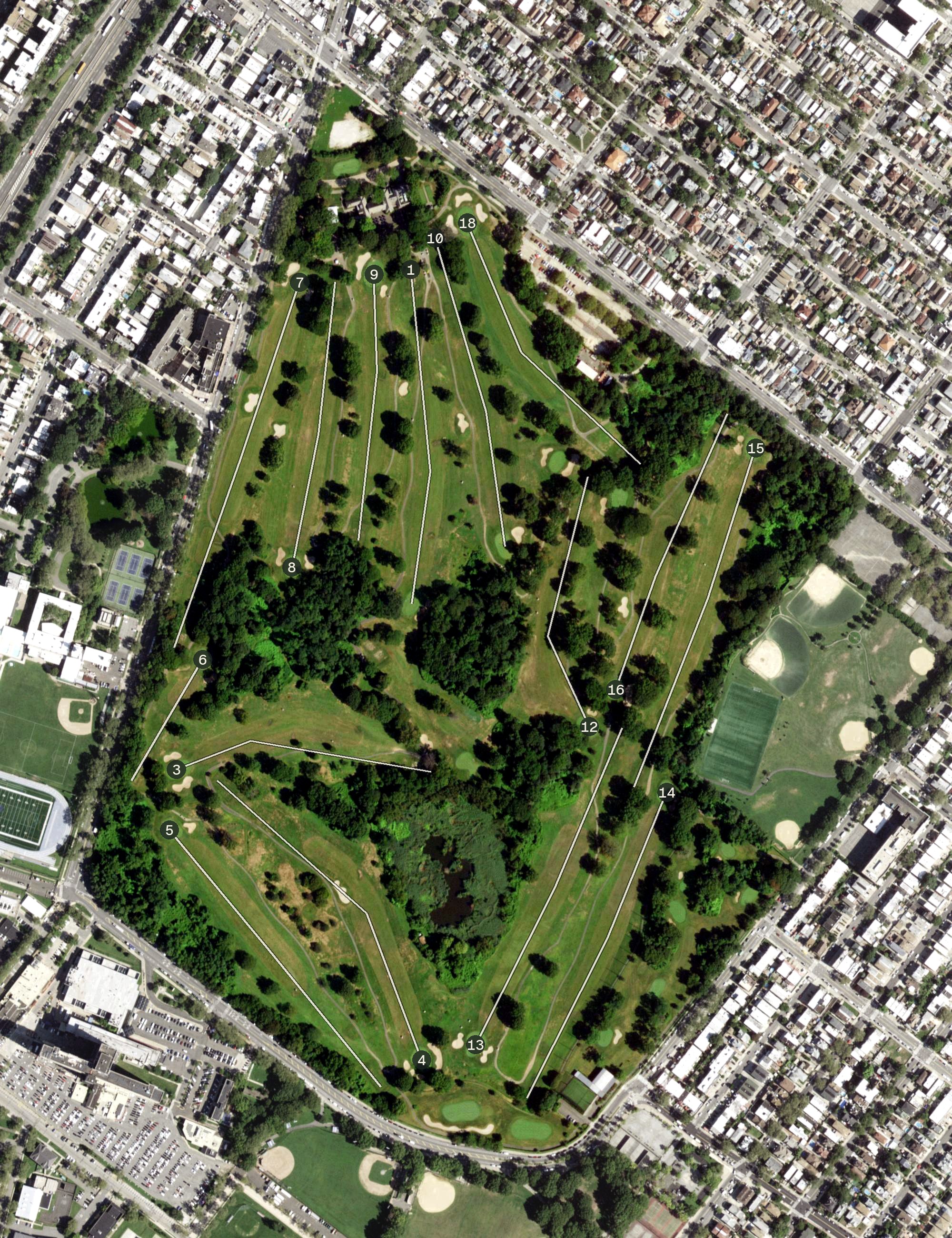 Aerial view of Dyker Beach Golf Course, NY