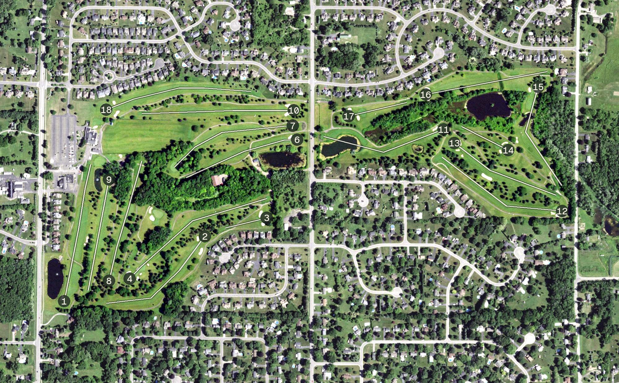 Aerial view of Eagle Vale Golf Club, NY