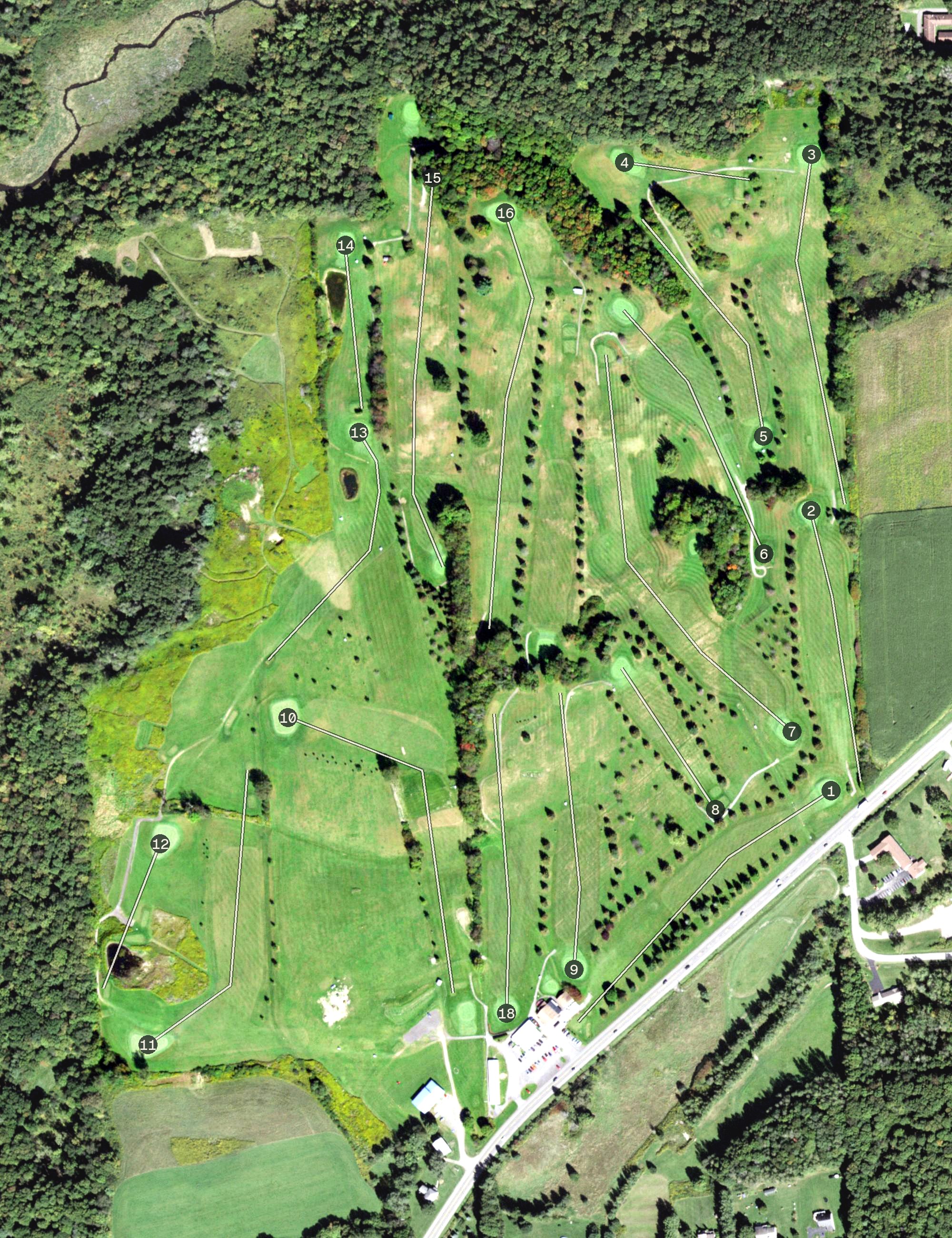 Aerial view of Elm Tree Golf Course, NY