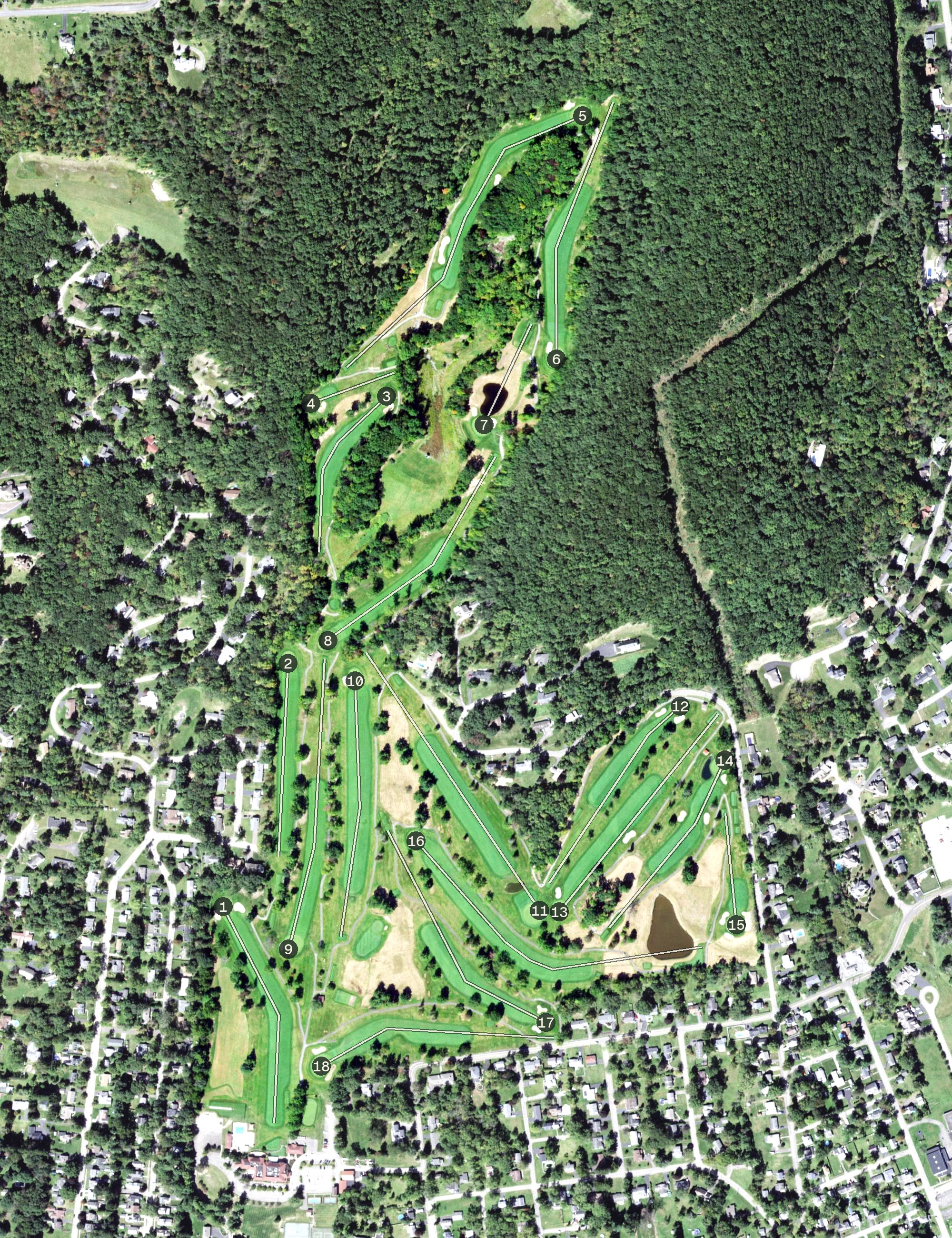 Aerial view of Elmira Country Club, NY