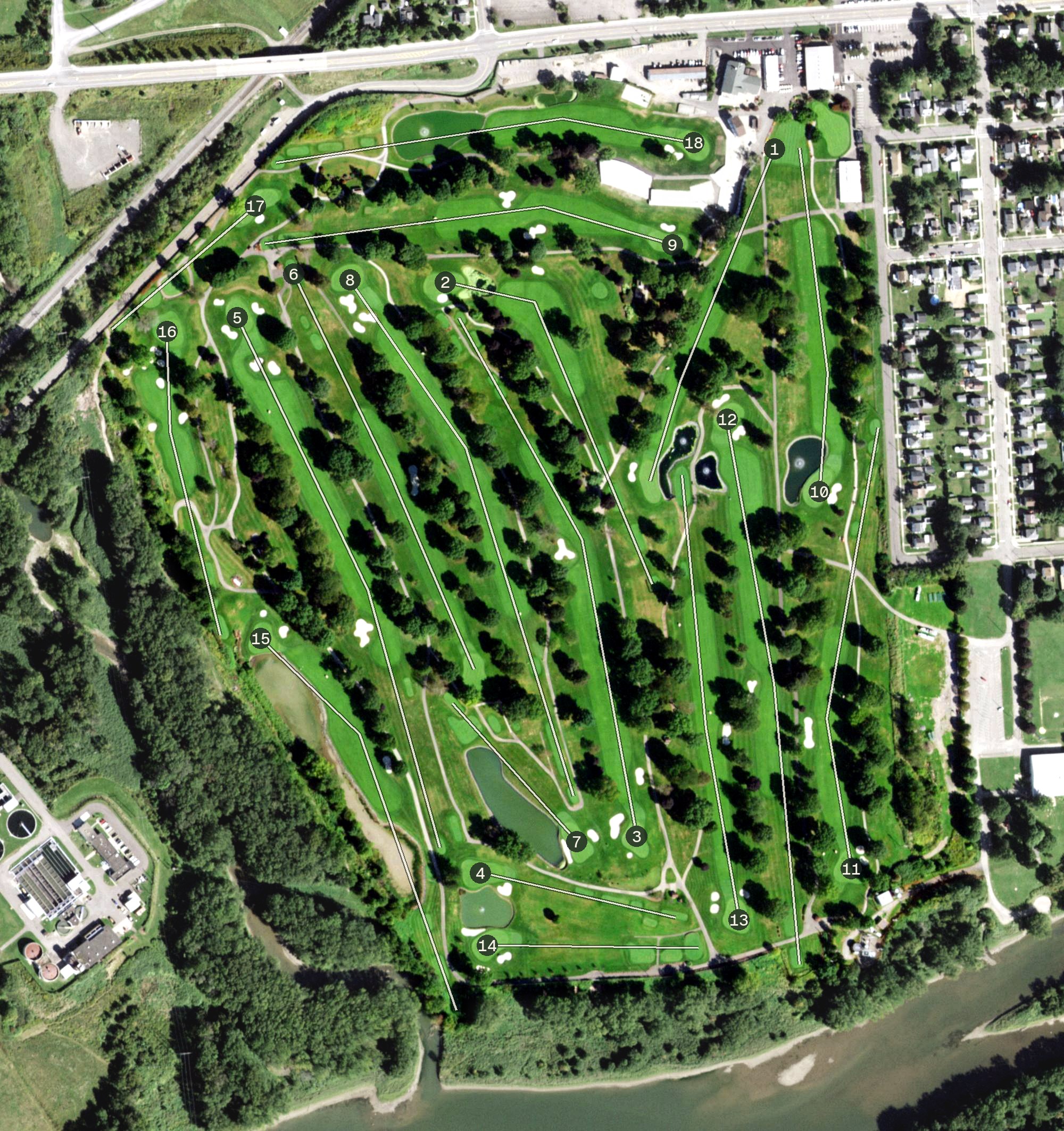 Aerial view of En-Joie Golf Club, NY