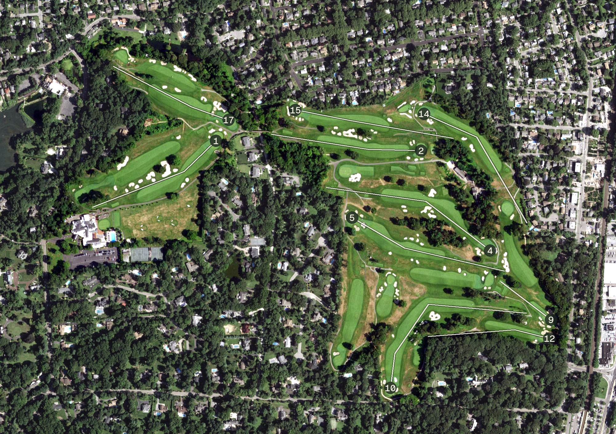 Aerial view of Engineers Country Club, NY