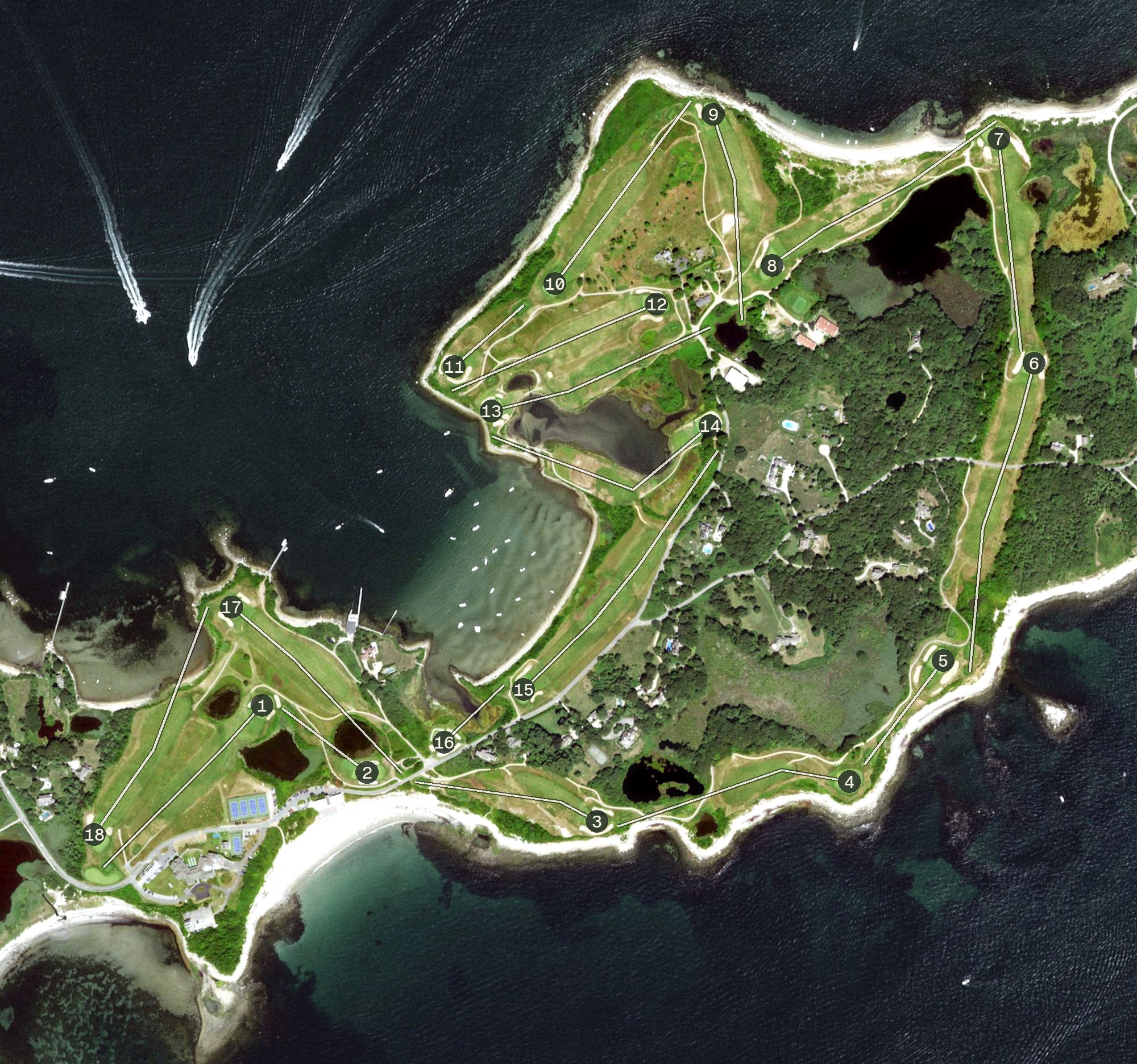 Aerial view of Fishers Island Club, NY